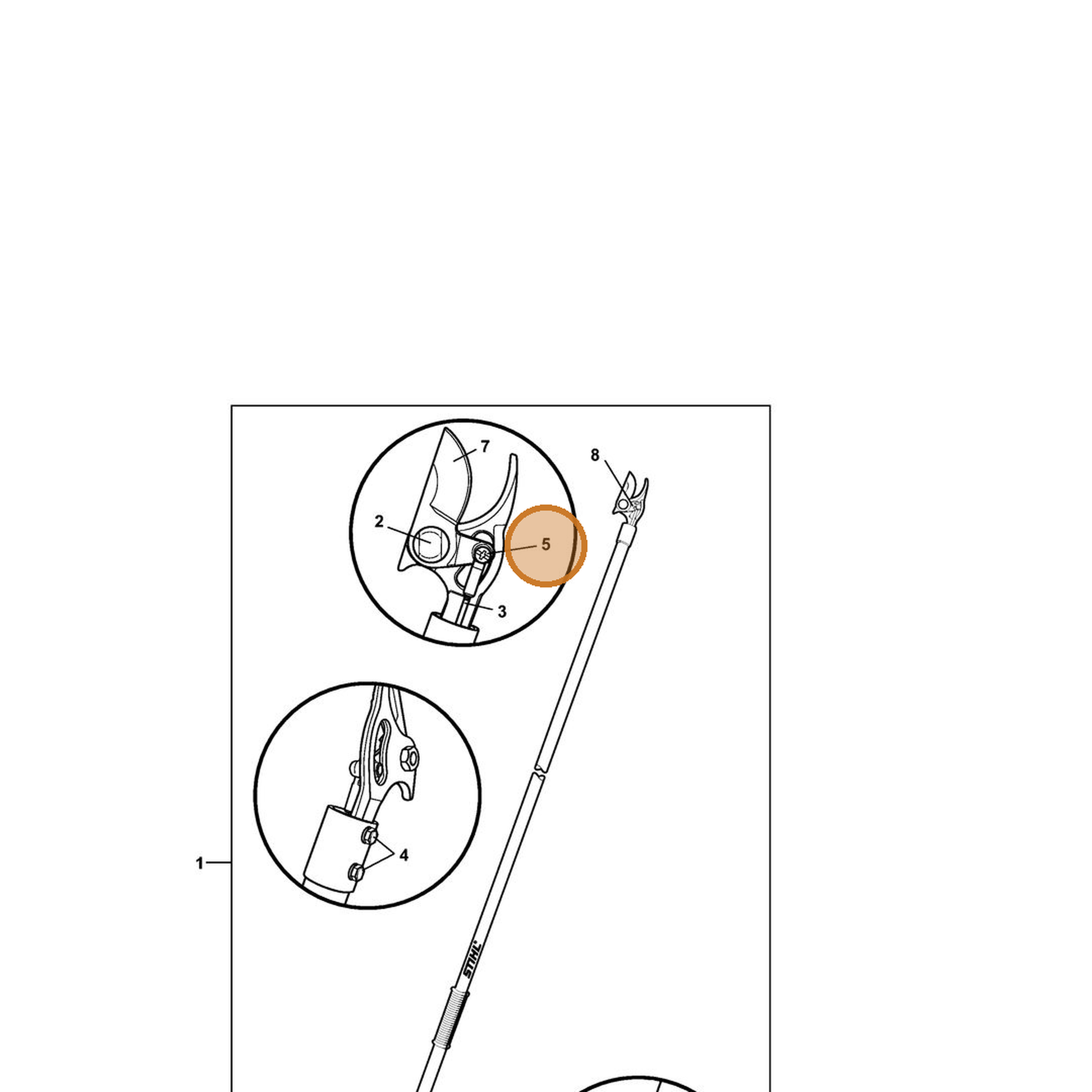 STIHL part 0000-882-1616 — IPL diagram snippet (6x zoom, amber highlight)