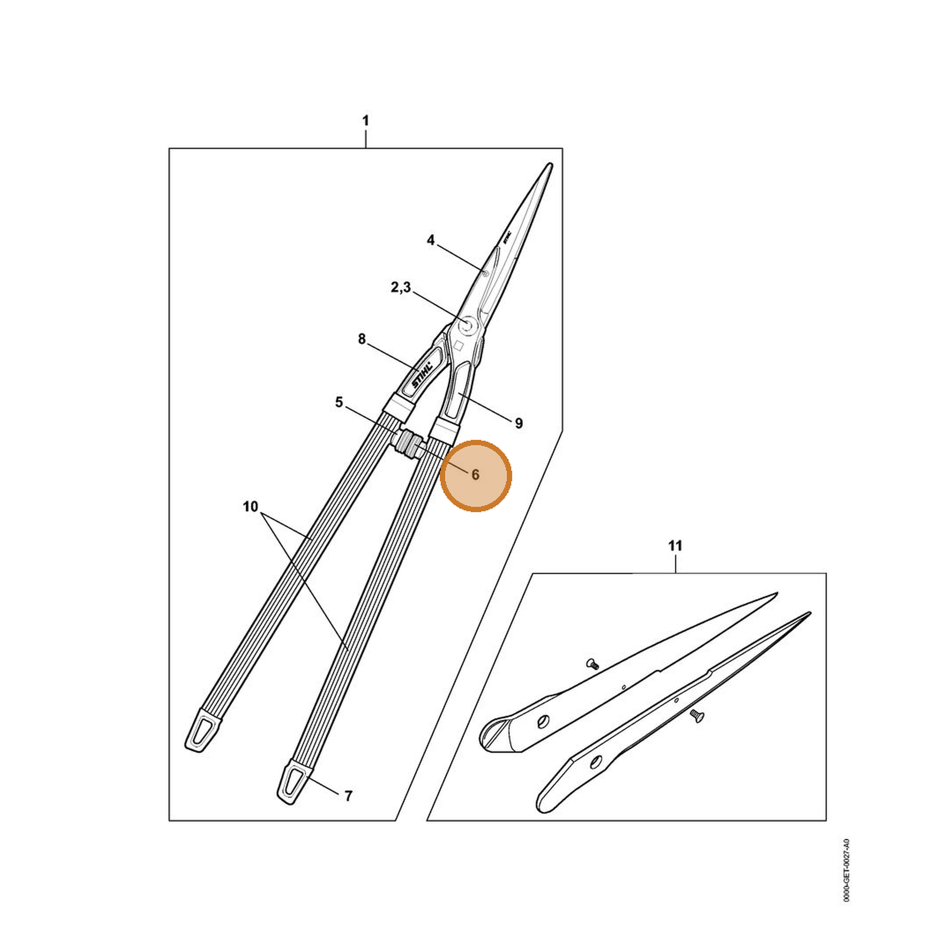 STIHL part 0000-882-1700 — IPL diagram snippet (6x zoom, amber highlight)