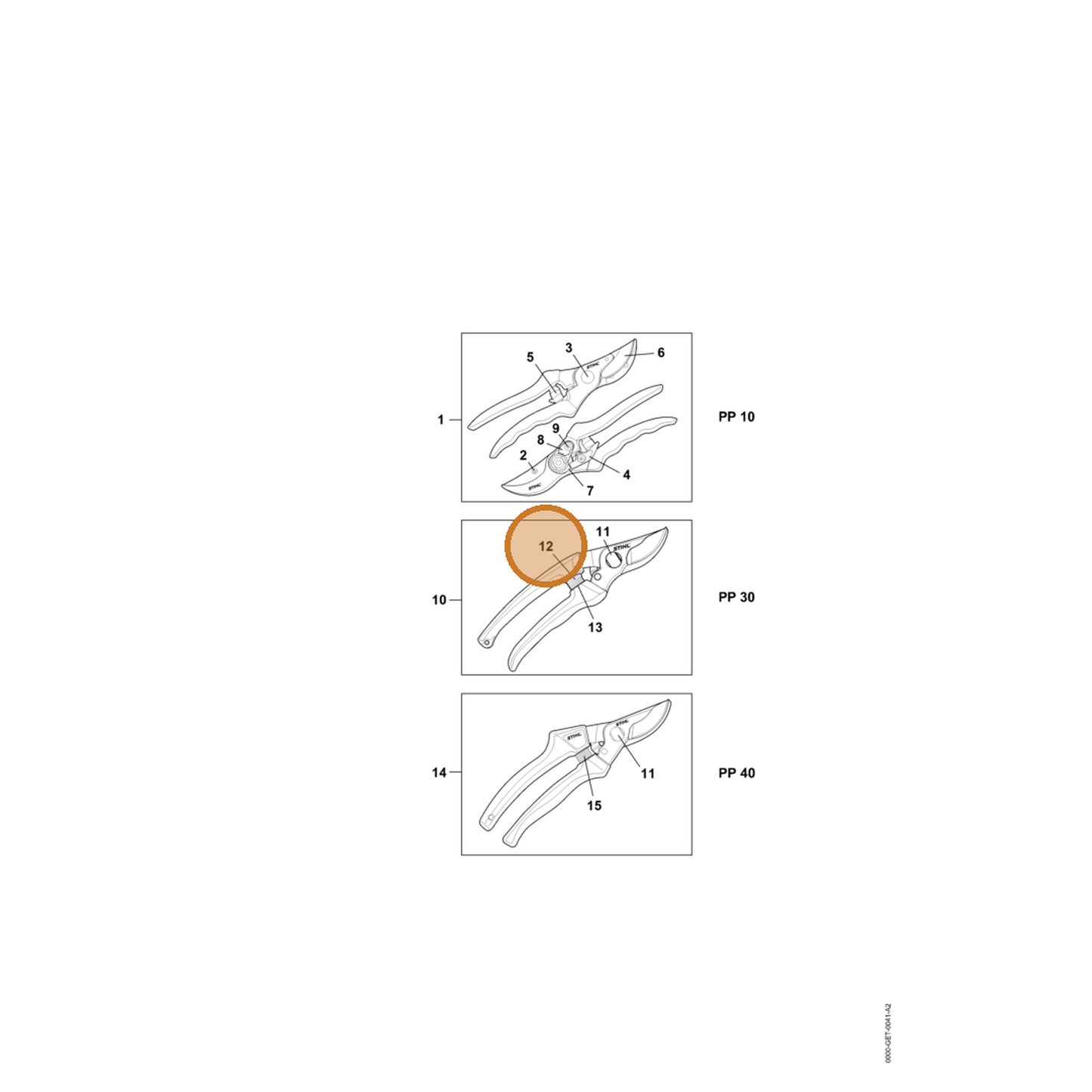 STIHL part 0000-882-1800 — IPL diagram snippet (6x zoom, amber highlight)