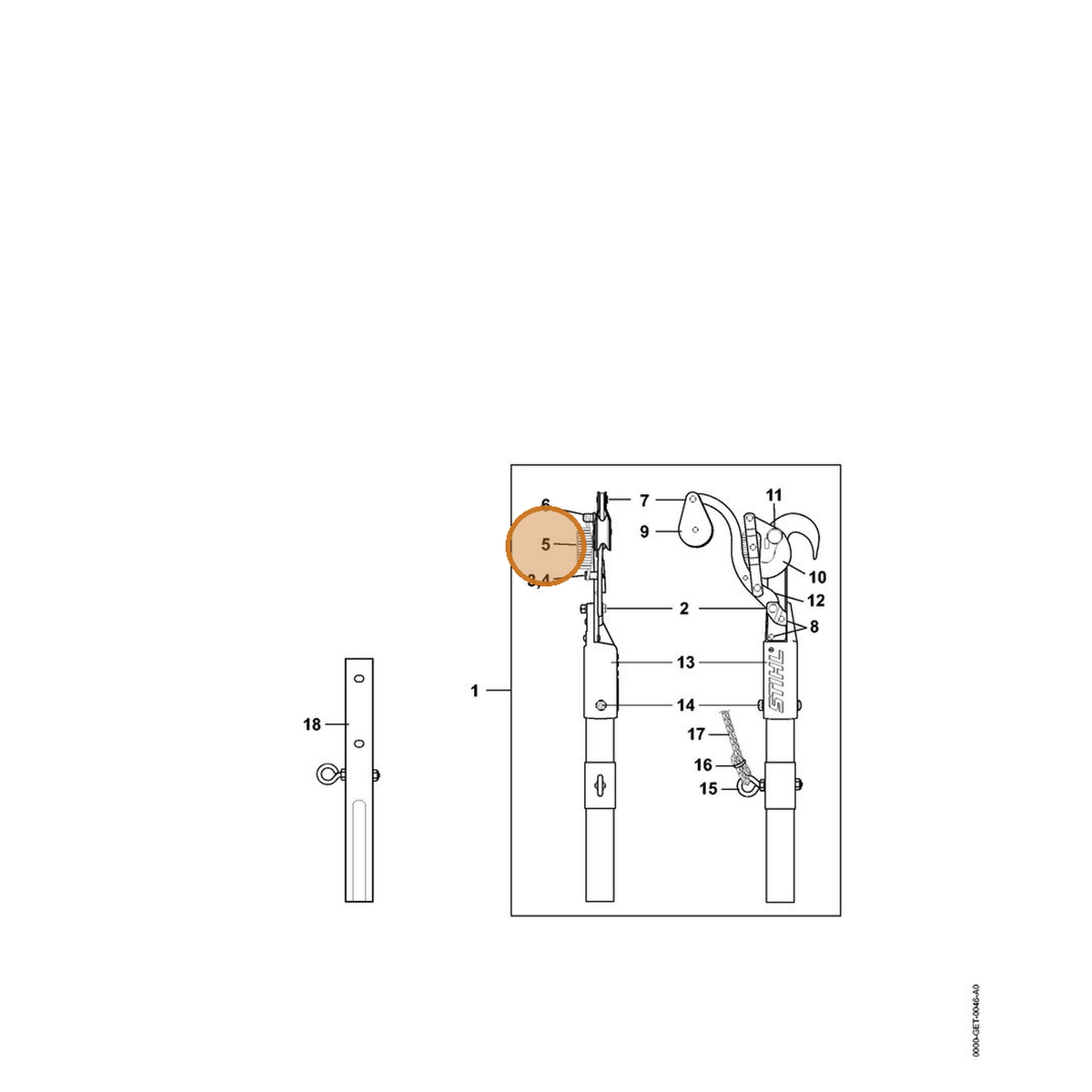 STIHL part 0000-882-1803 — IPL diagram snippet (6x zoom, amber highlight)