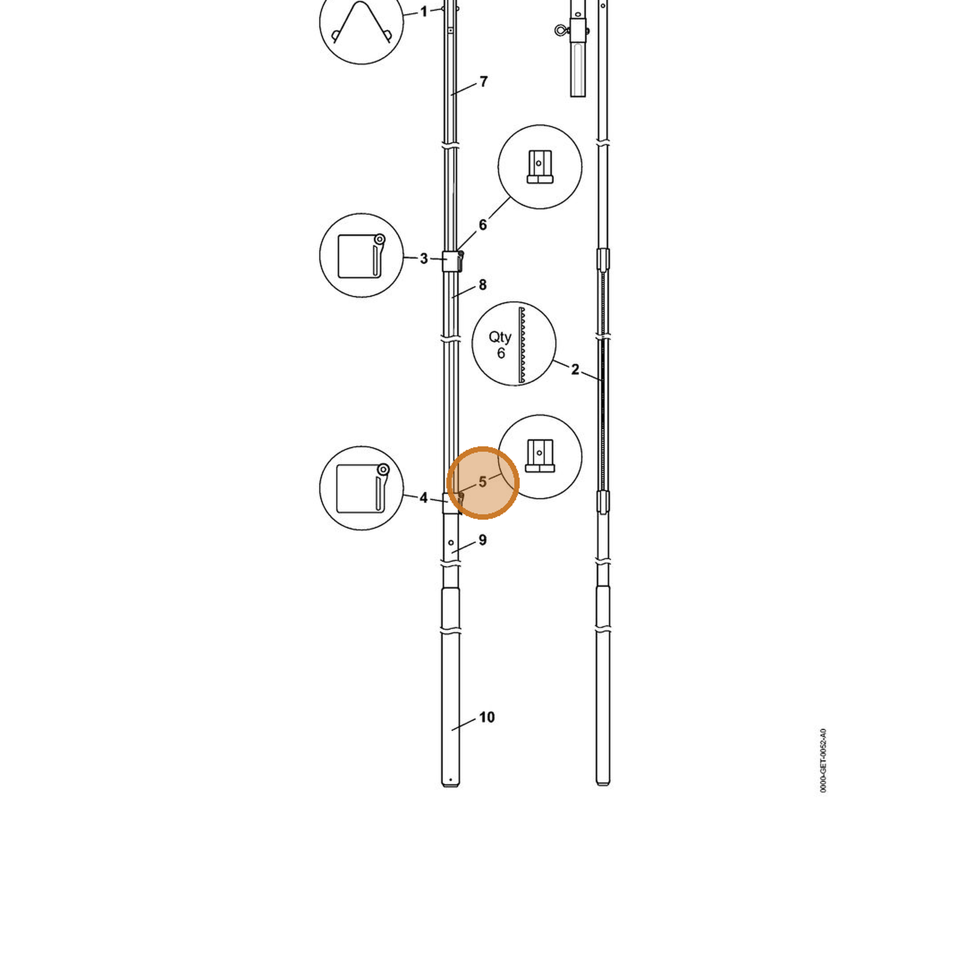 STIHL part 0000-882-2300 — IPL diagram snippet (6x zoom, amber highlight)