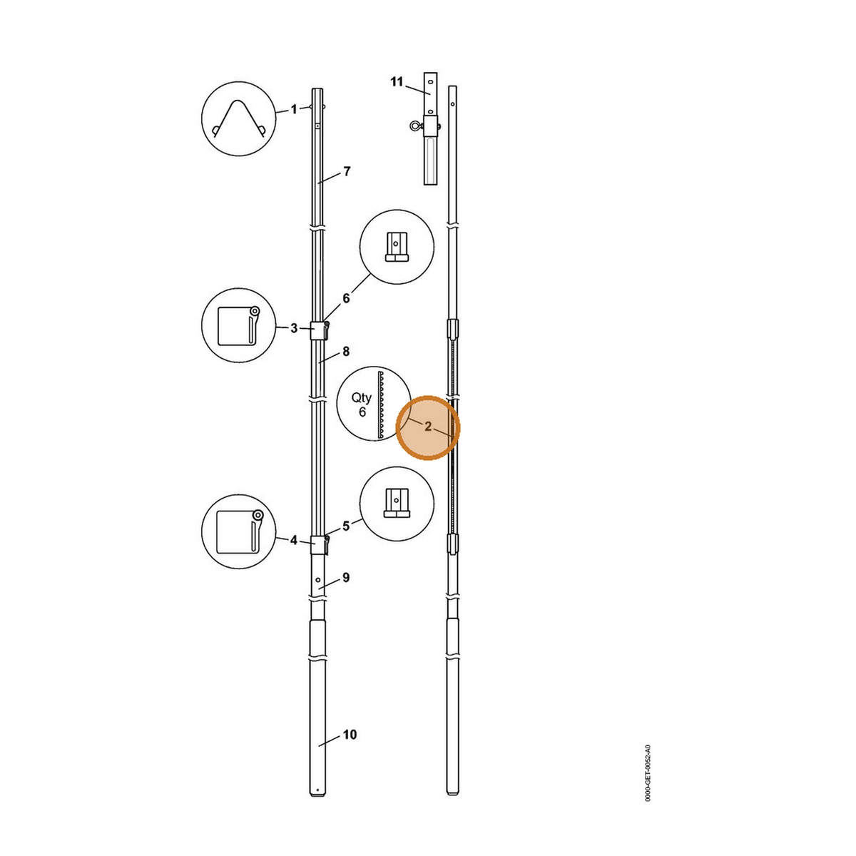 STIHL part 0000-882-2400 — IPL diagram snippet (6x zoom, amber highlight)
