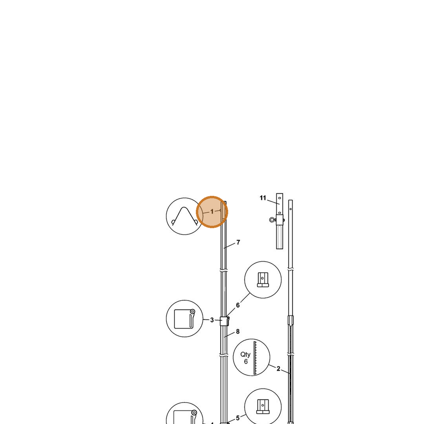 STIHL part 0000-882-2500 — IPL diagram snippet (6x zoom, amber highlight)