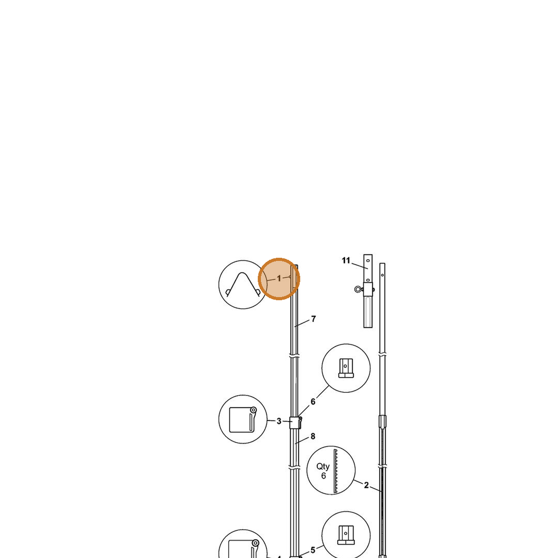 STIHL part 0000-882-2500 — IPL diagram snippet (6x zoom, amber highlight)