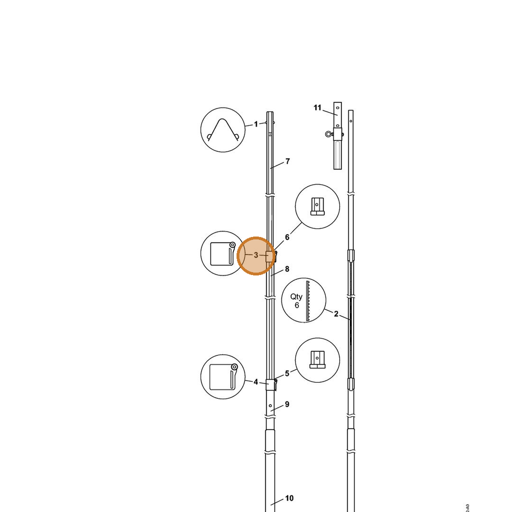 STIHL part 0000-882-2601 — IPL diagram snippet (6x zoom, amber highlight)