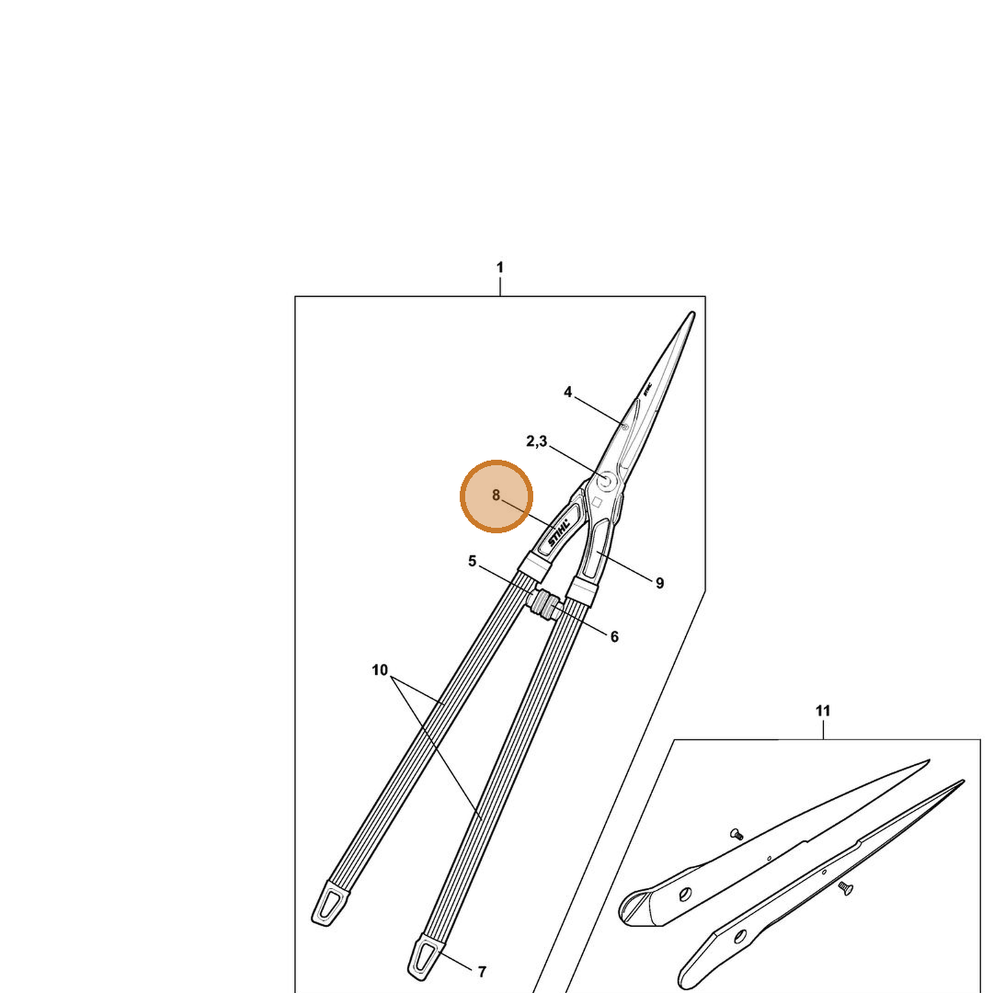 STIHL part 0000-882-2801 — IPL diagram snippet (6x zoom, amber highlight)