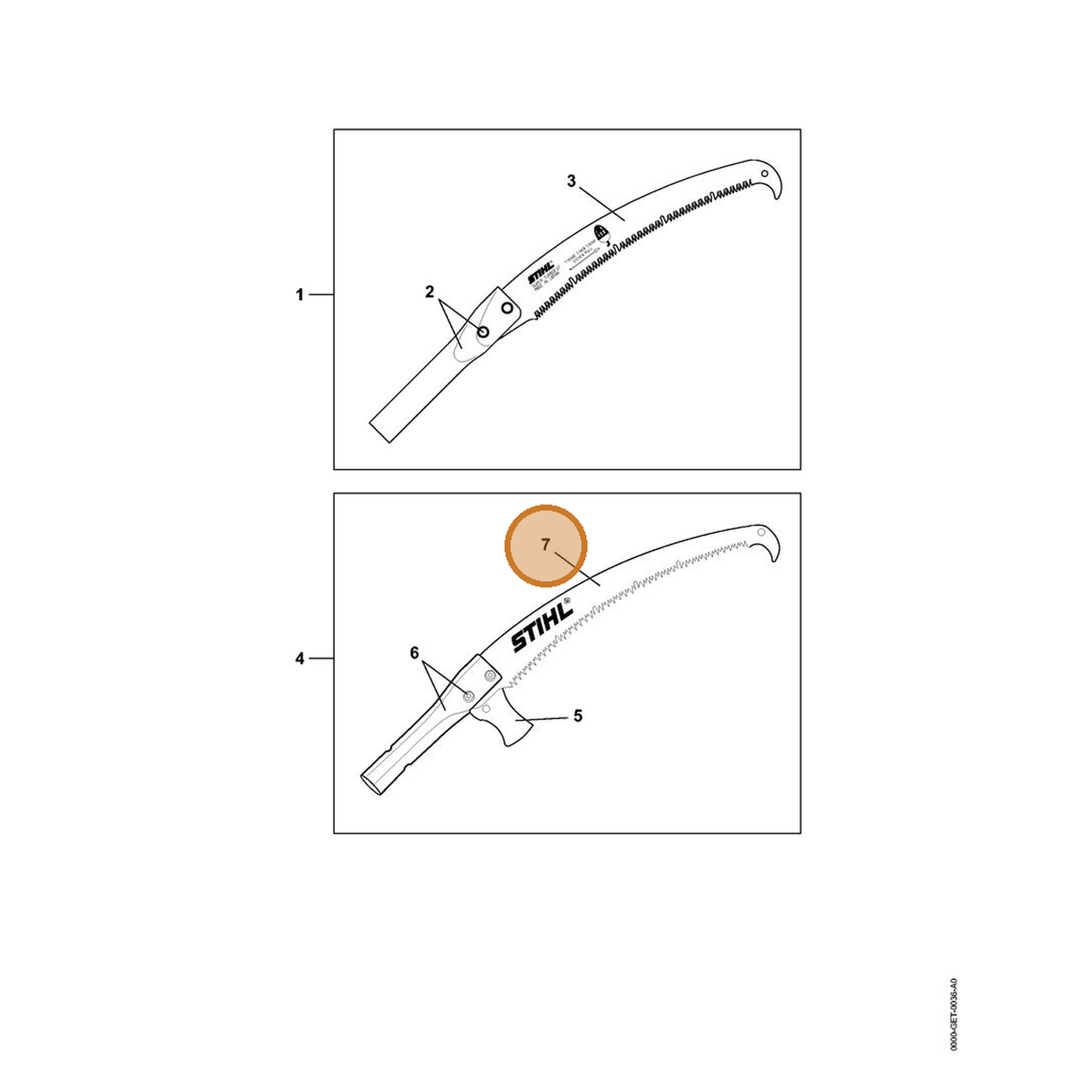 STIHL part 0000-882-3000 — IPL diagram snippet (6x zoom, amber highlight)