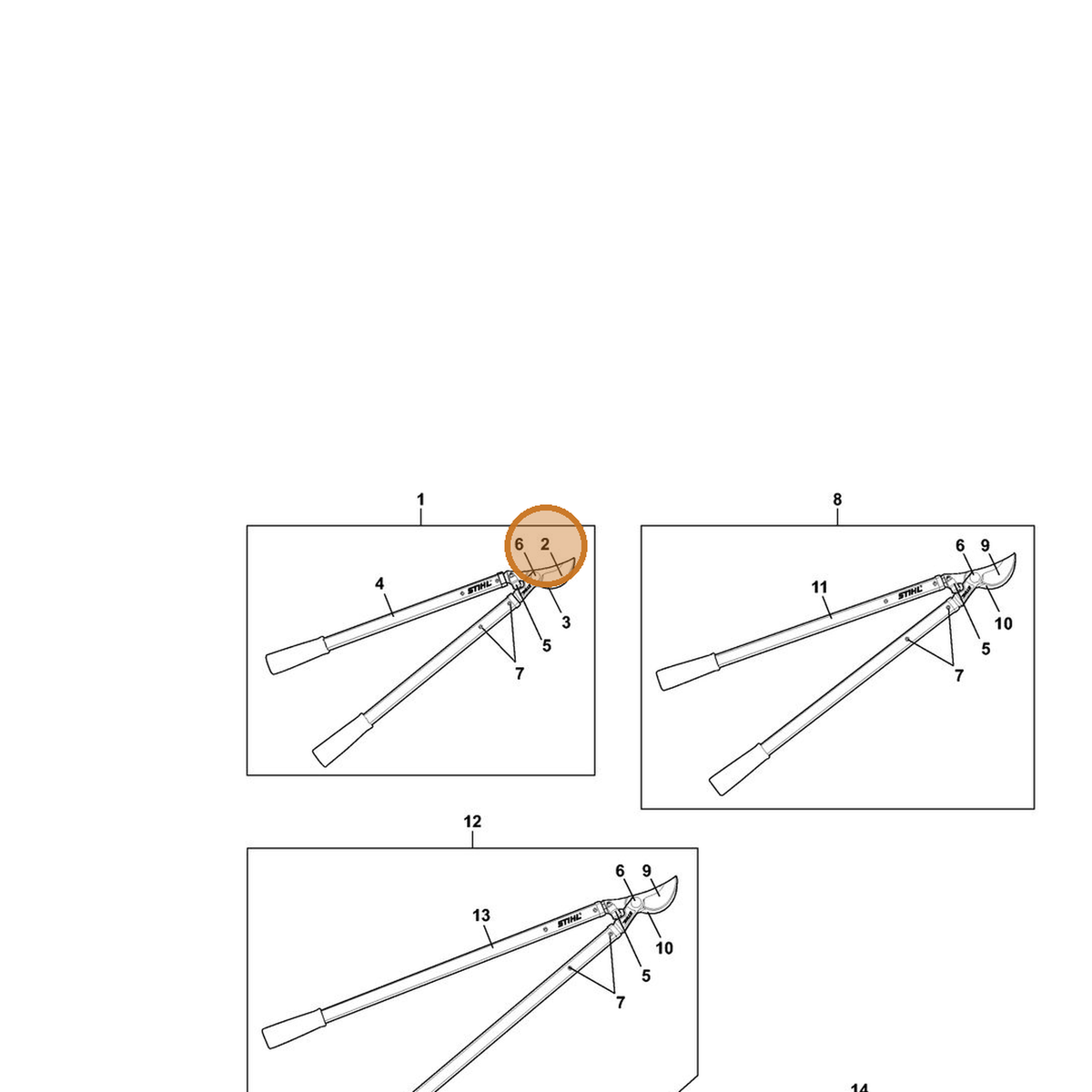 STIHL part 0000-882-3003 — IPL diagram snippet (6x zoom, amber highlight)