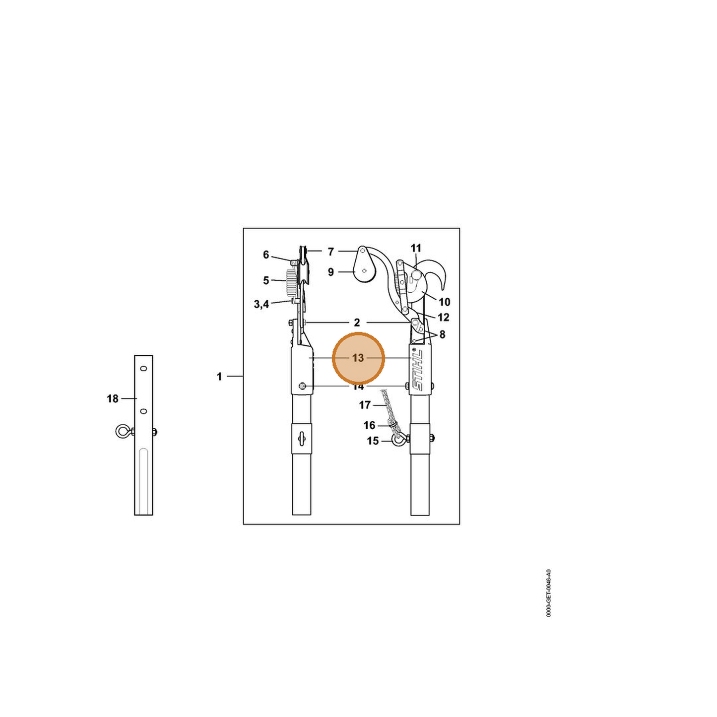 STIHL part 0000-882-3700 — IPL diagram snippet (6x zoom, amber highlight)