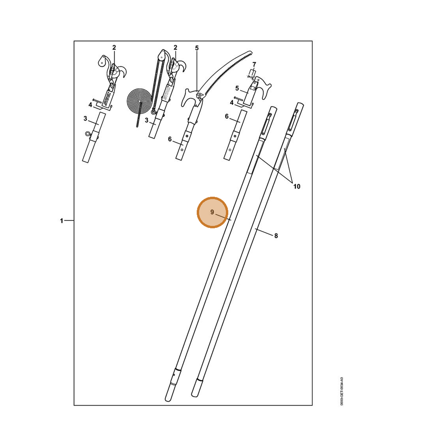 STIHL part 0000-882-3900 — IPL diagram snippet (6x zoom, amber highlight)