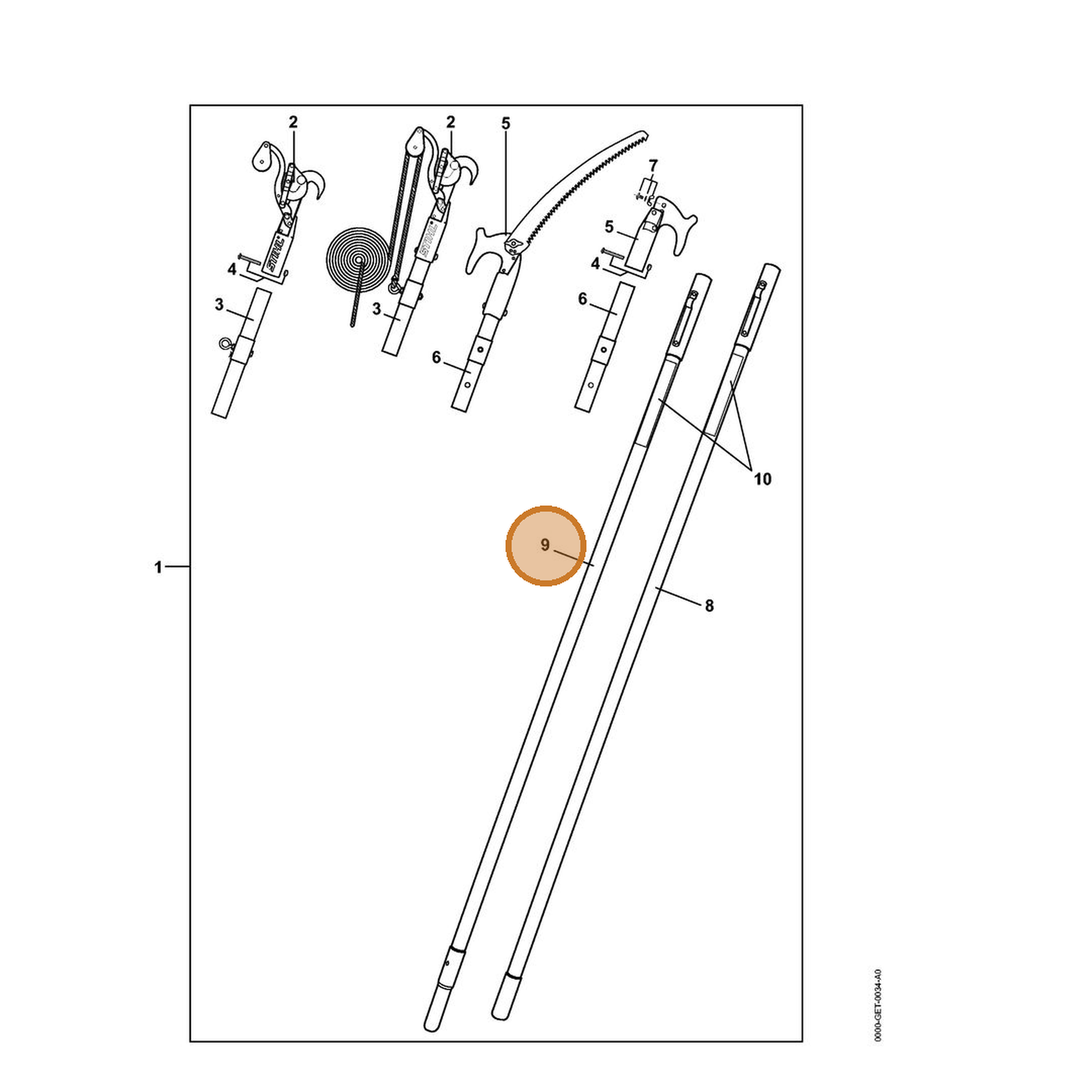 STIHL part 0000-882-3900 — IPL diagram snippet (6x zoom, amber highlight)