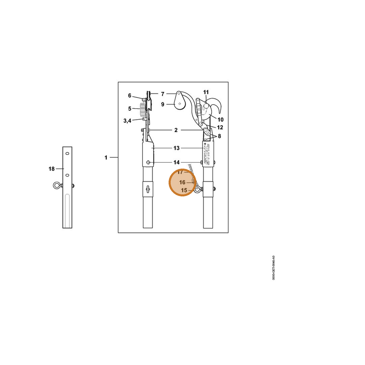 STIHL part 0000-882-4200 — IPL diagram snippet (6x zoom, amber highlight)
