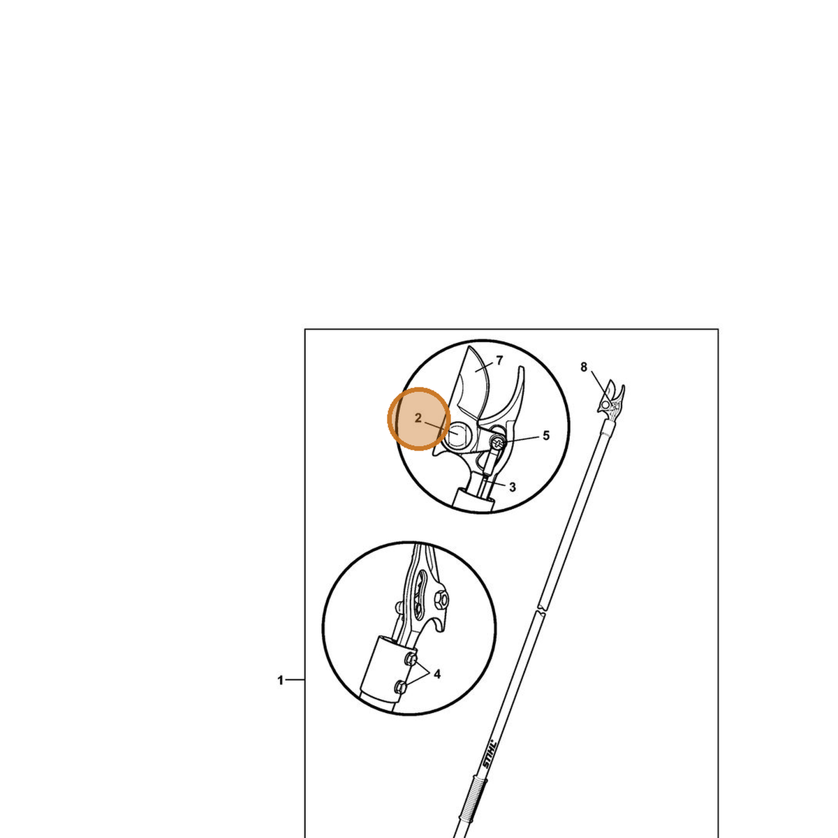 STIHL part 0000-882-4802 — IPL diagram snippet (6x zoom, amber highlight)