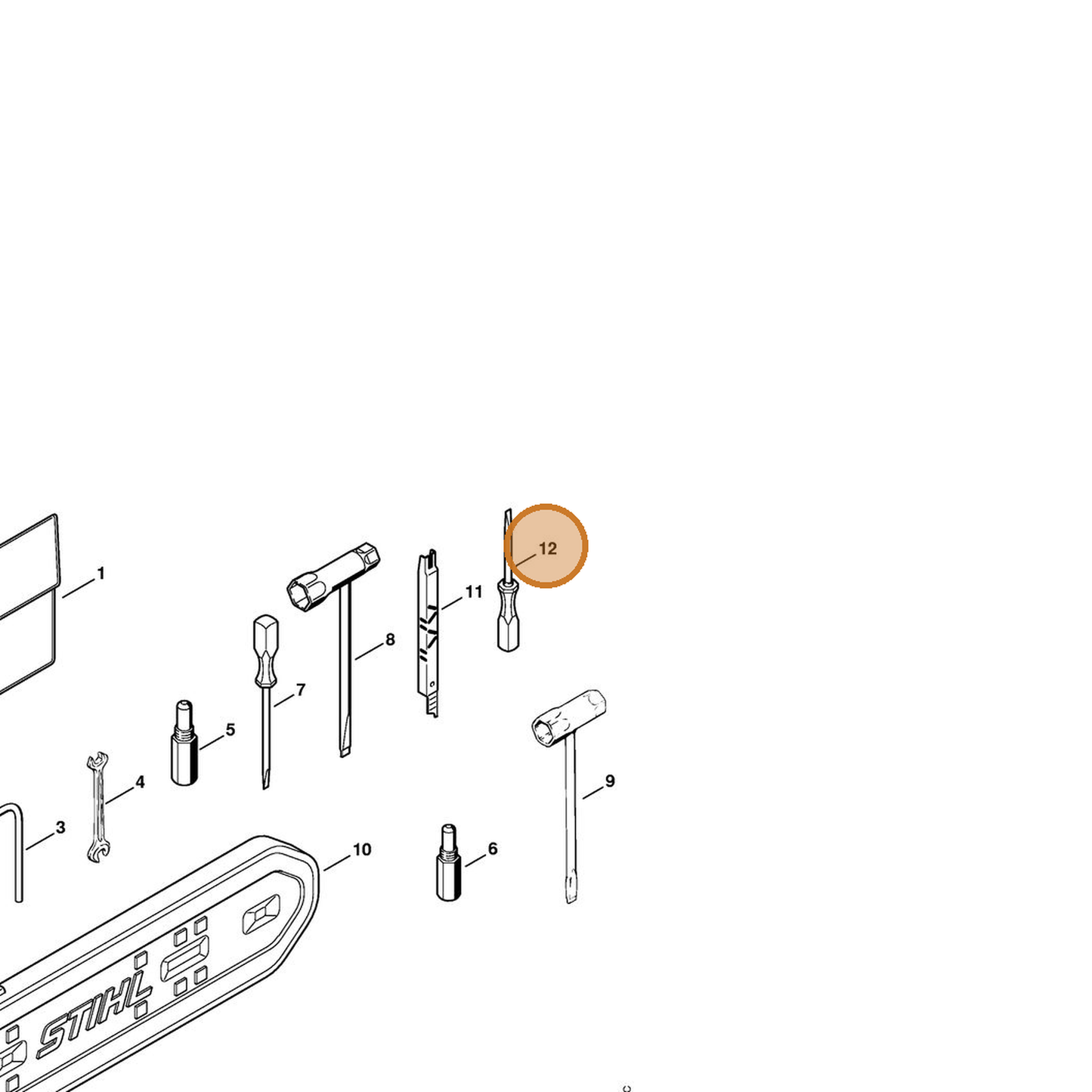 STIHL part 0000-890-2300 — IPL diagram snippet (6x zoom, amber highlight)