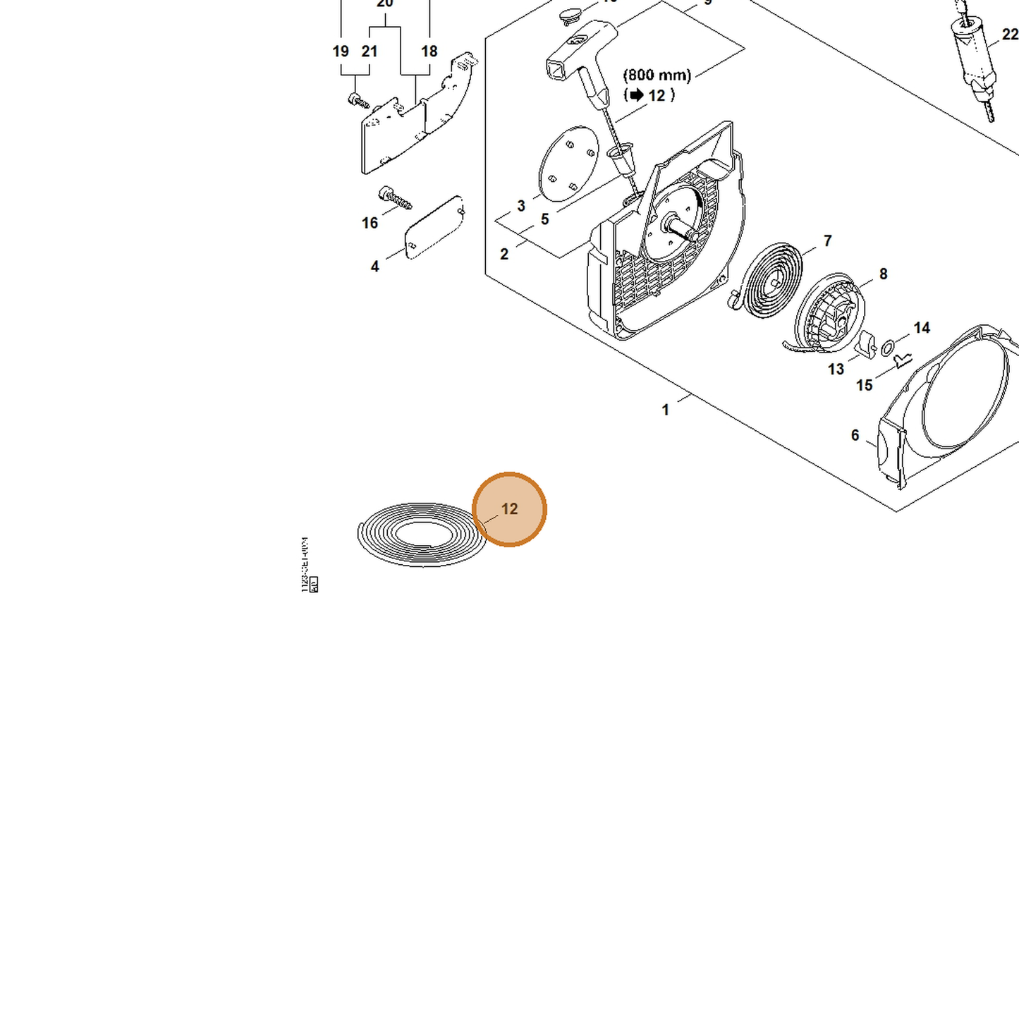 STIHL part 0000-930-2211 — IPL diagram snippet (6x zoom, amber highlight)