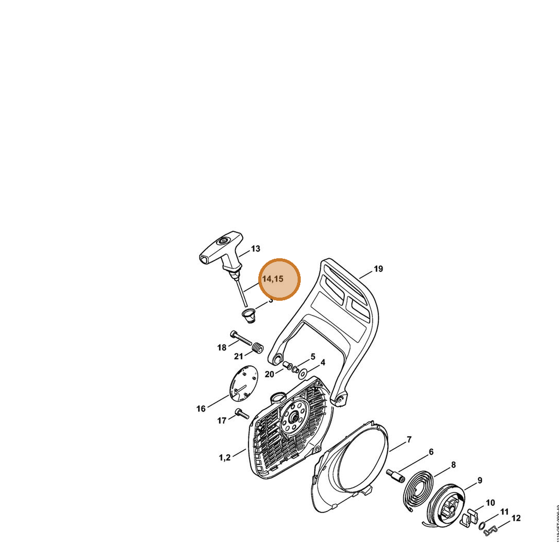 STIHL part 0000-930-2267 — IPL diagram snippet (6x zoom, amber highlight)