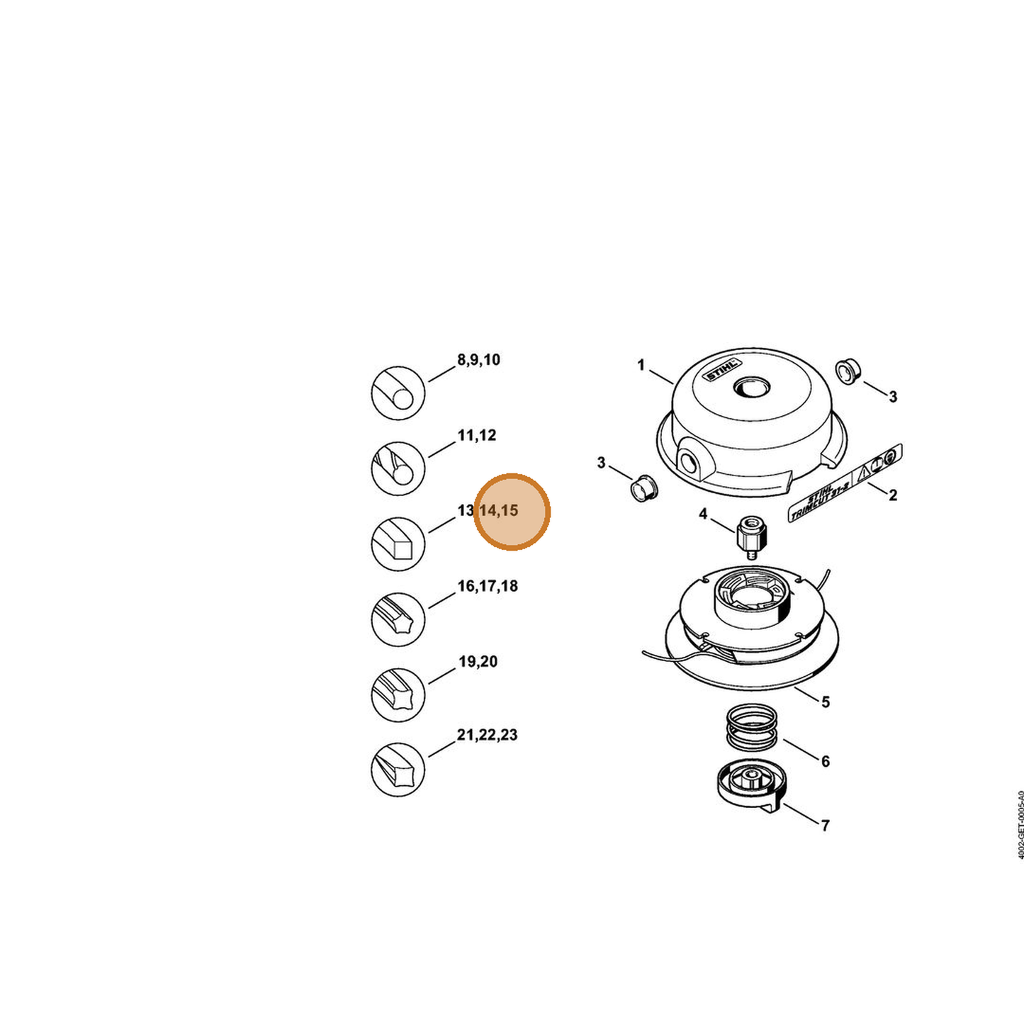 STIHL part 0000-930-2644 — IPL diagram snippet (6x zoom, amber highlight)