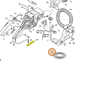 STIHL part 0000-930-2802 — IPL diagram snippet (6x zoom, amber highlight)