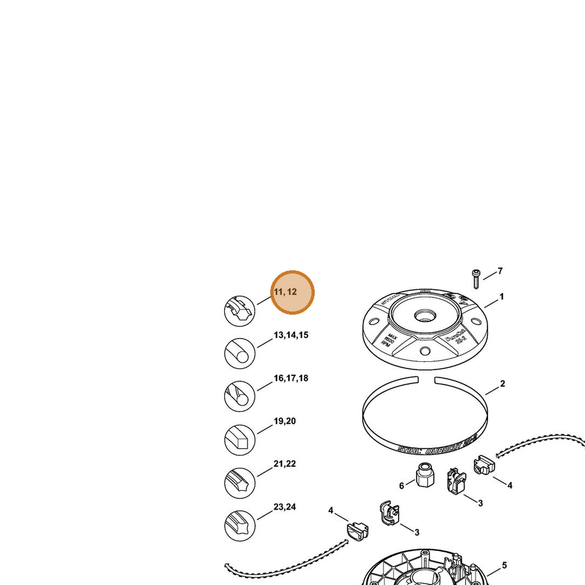 STIHL part 0000-930-3504 — IPL diagram snippet (6x zoom, amber highlight)