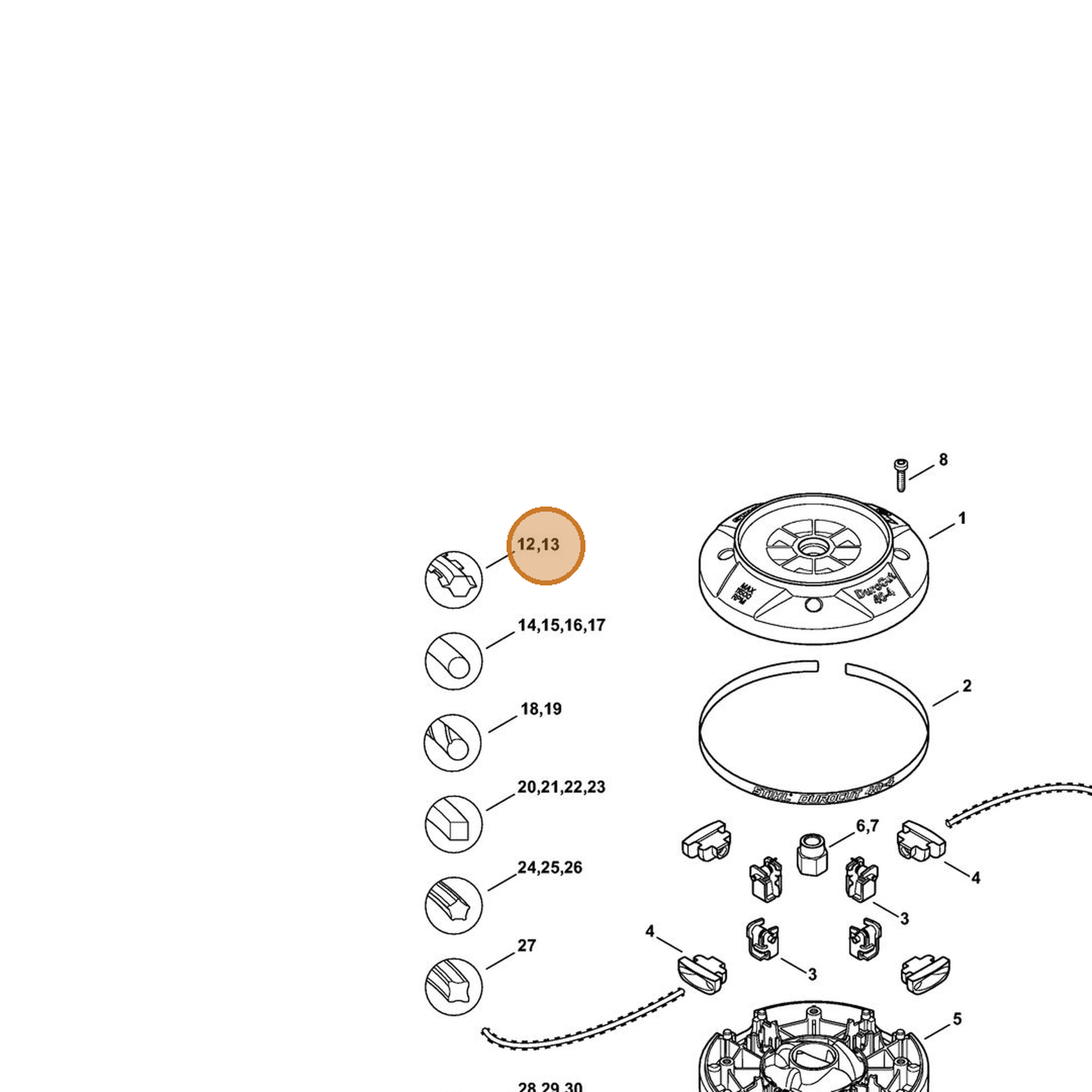STIHL part 0000-930-3505 — IPL diagram snippet (6x zoom, amber highlight)