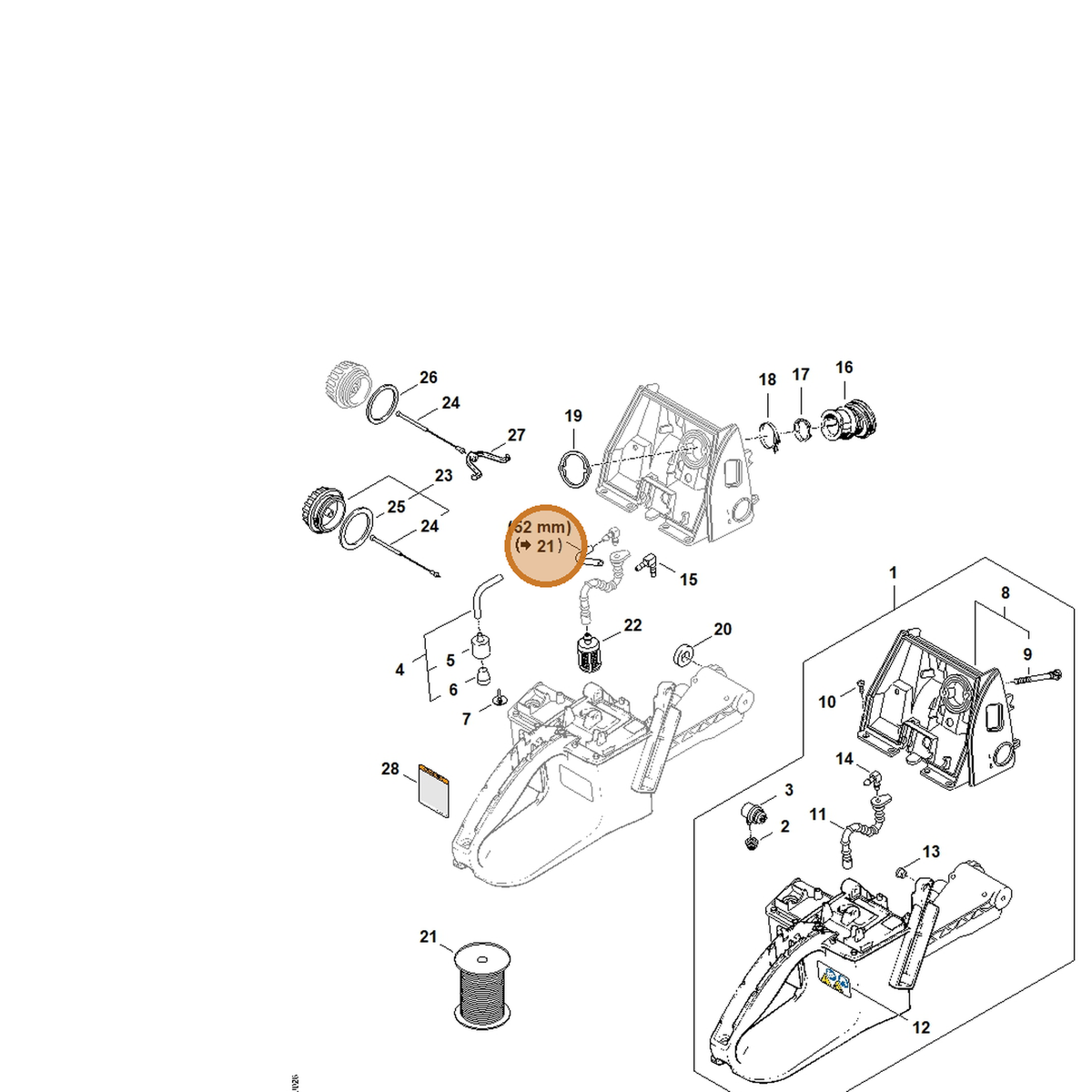 STIHL part 0000-937-5004 — IPL diagram snippet (6x zoom, amber highlight)