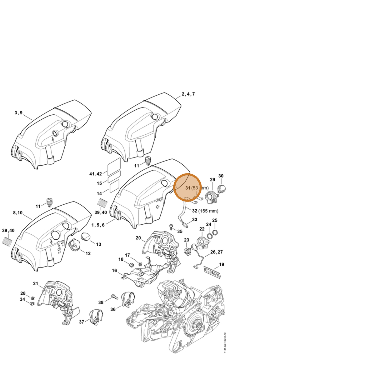 STIHL part 0000-937-5006 — IPL diagram snippet (6x zoom, amber highlight)