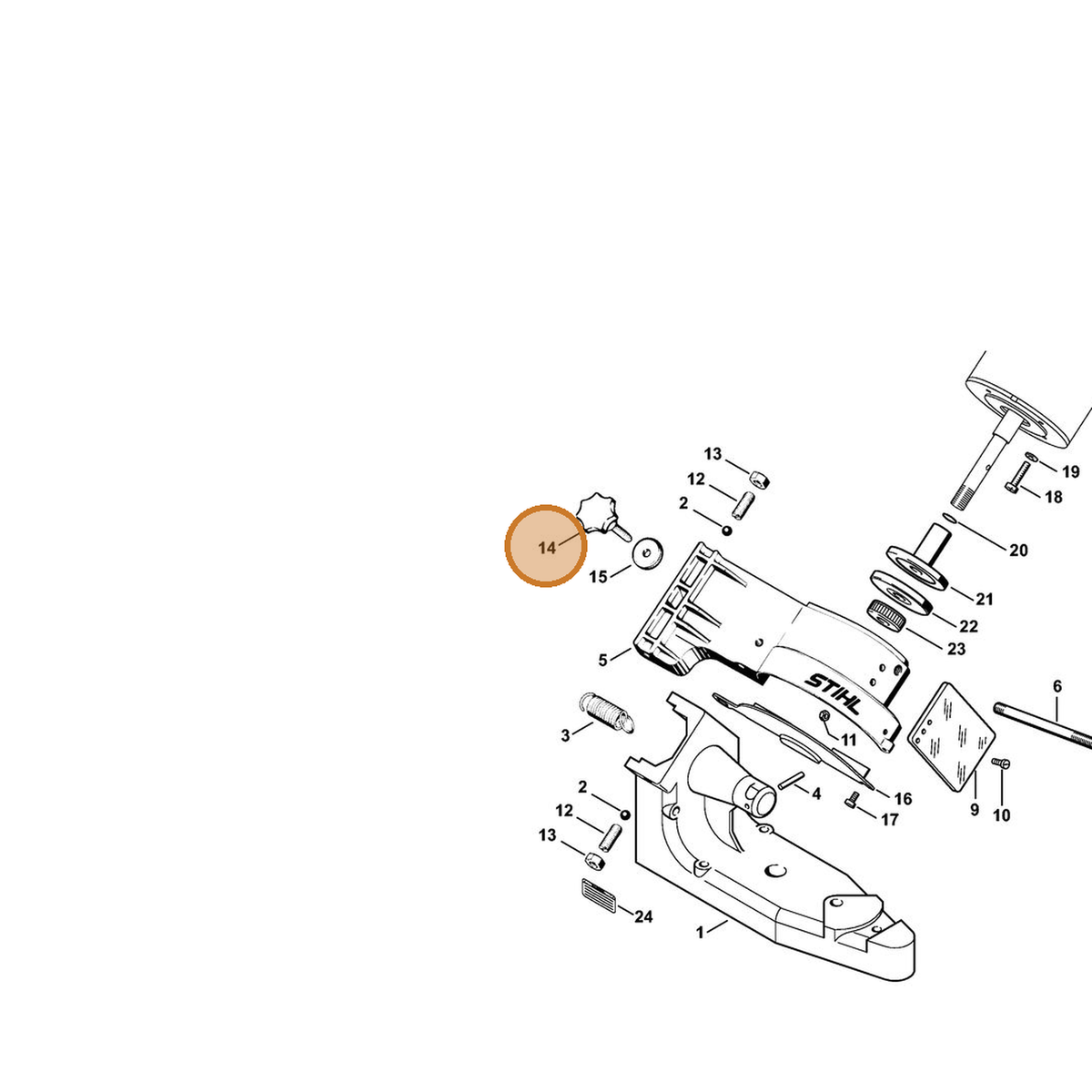 STIHL part 0000-950-9421 — IPL diagram snippet (6x zoom, amber highlight)