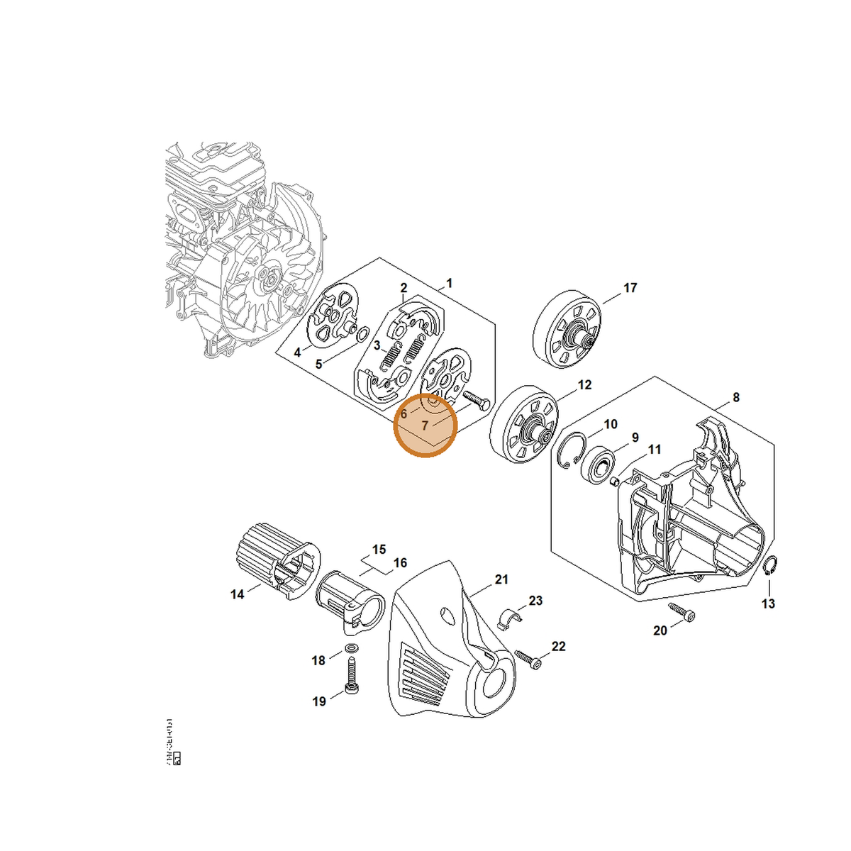STIHL part 0000-951-0600 — IPL diagram snippet (6x zoom, amber highlight)