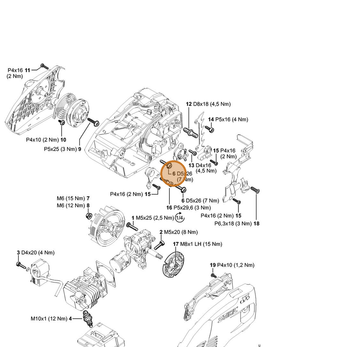 STIHL part 0000-951-1102 — IPL diagram snippet (6x zoom, amber highlight)