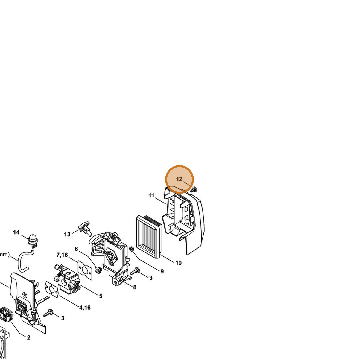 STIHL part 0000-951-1114 — IPL diagram snippet (6x zoom, amber highlight)