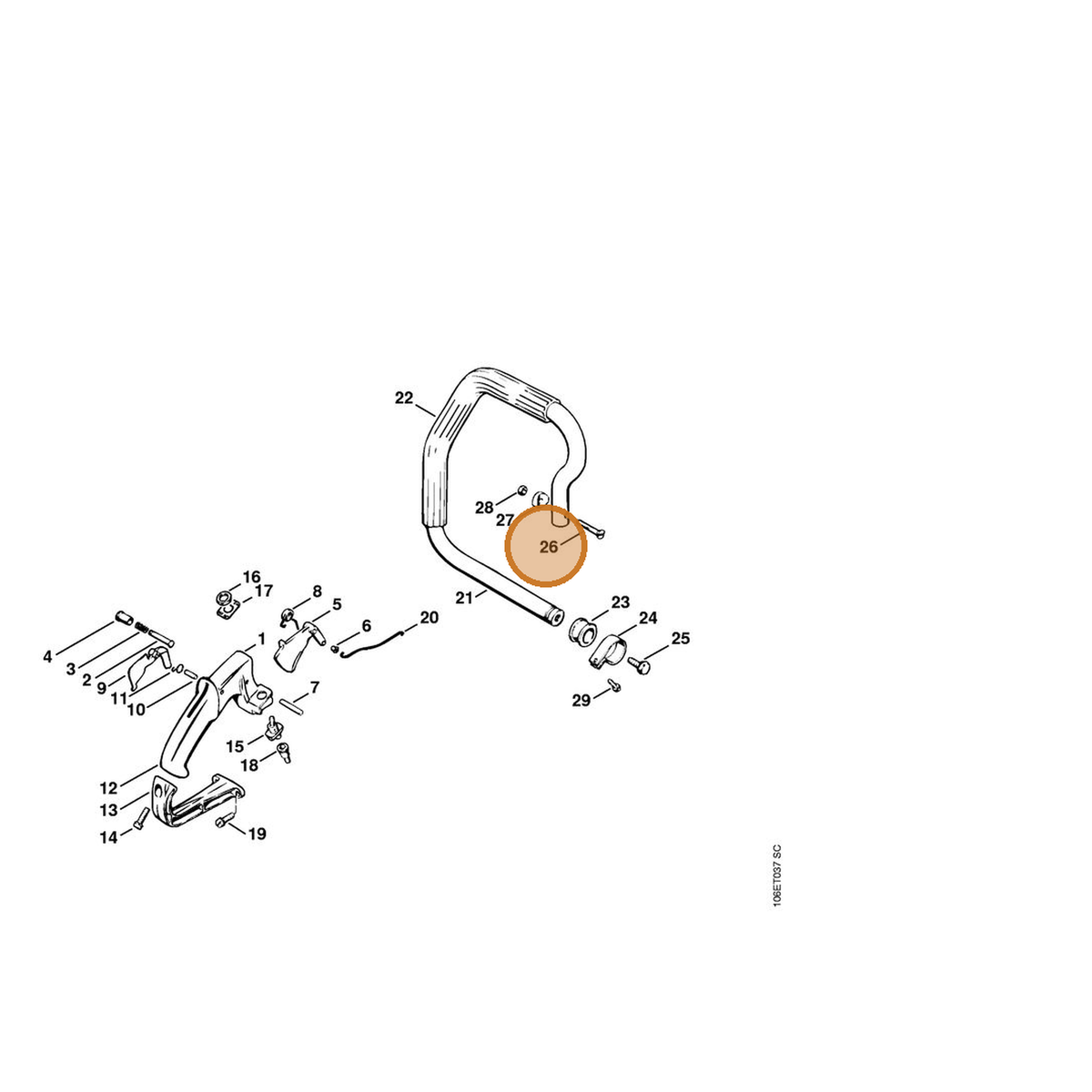 STIHL part 0000-951-4110 — IPL diagram snippet (6x zoom, amber highlight)