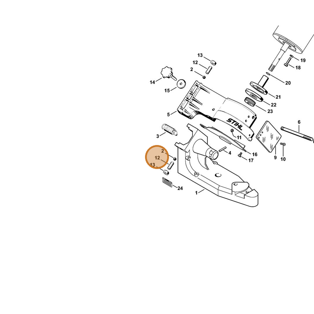 STIHL part 0000-951-6210 — IPL diagram snippet (6x zoom, amber highlight)