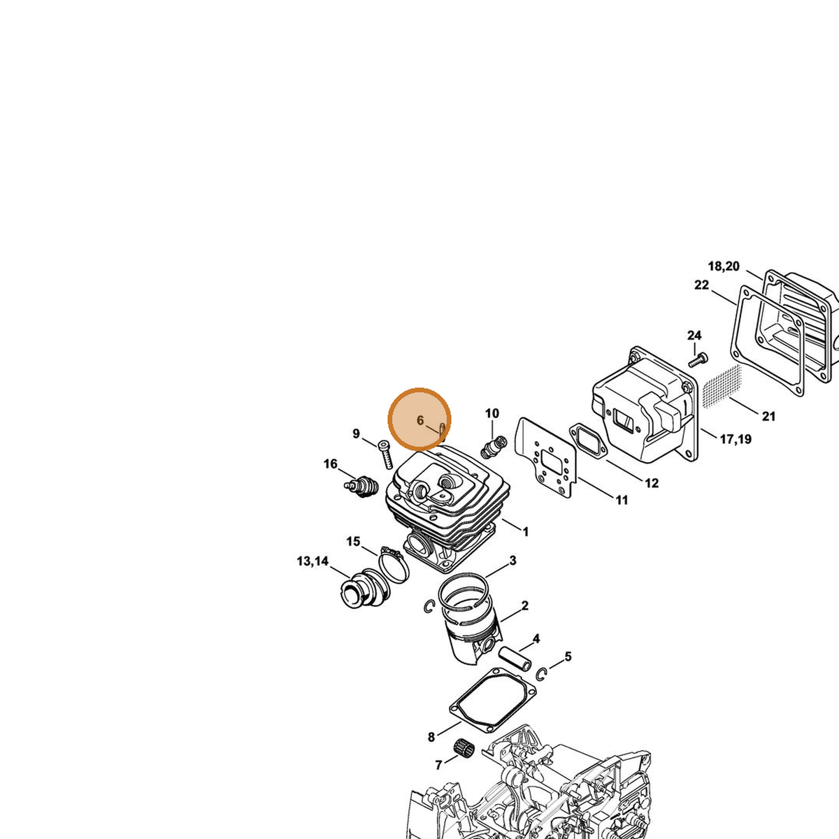 STIHL part 0000-953-0807 — IPL diagram snippet (6x zoom, amber highlight)