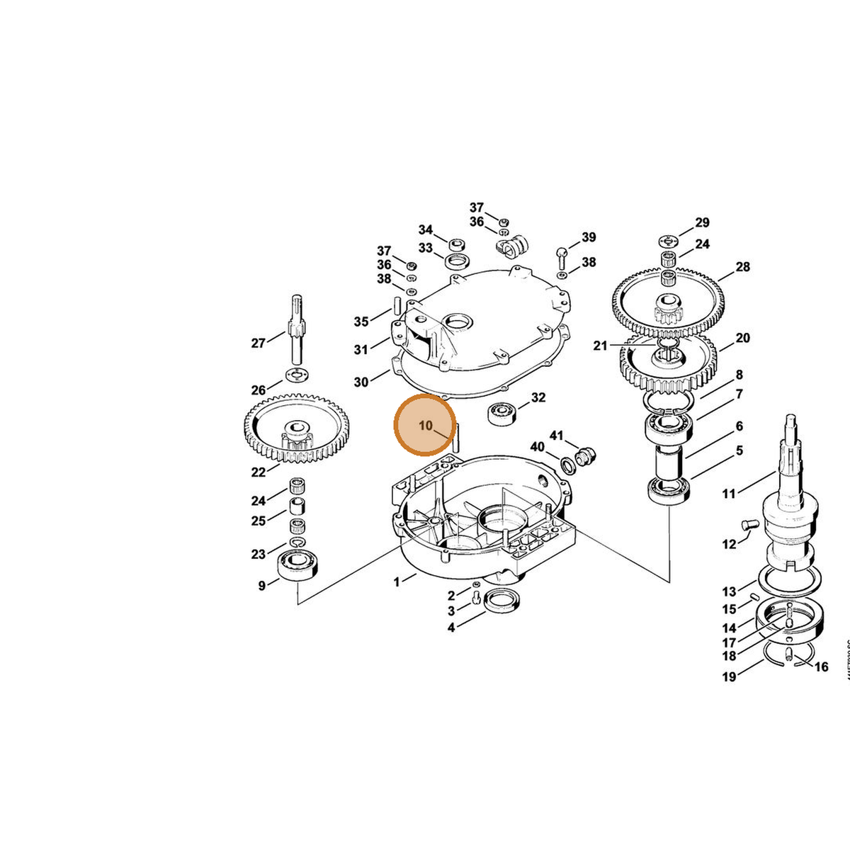 STIHL part 0000-953-1012 — IPL diagram snippet (6x zoom, amber highlight)
