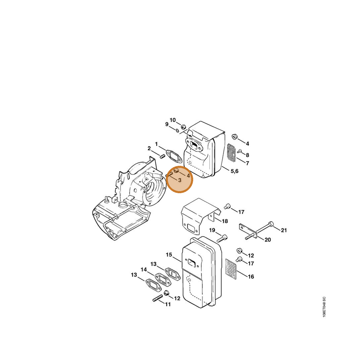 STIHL part 0000-953-1025 — IPL diagram snippet (6x zoom, amber highlight)