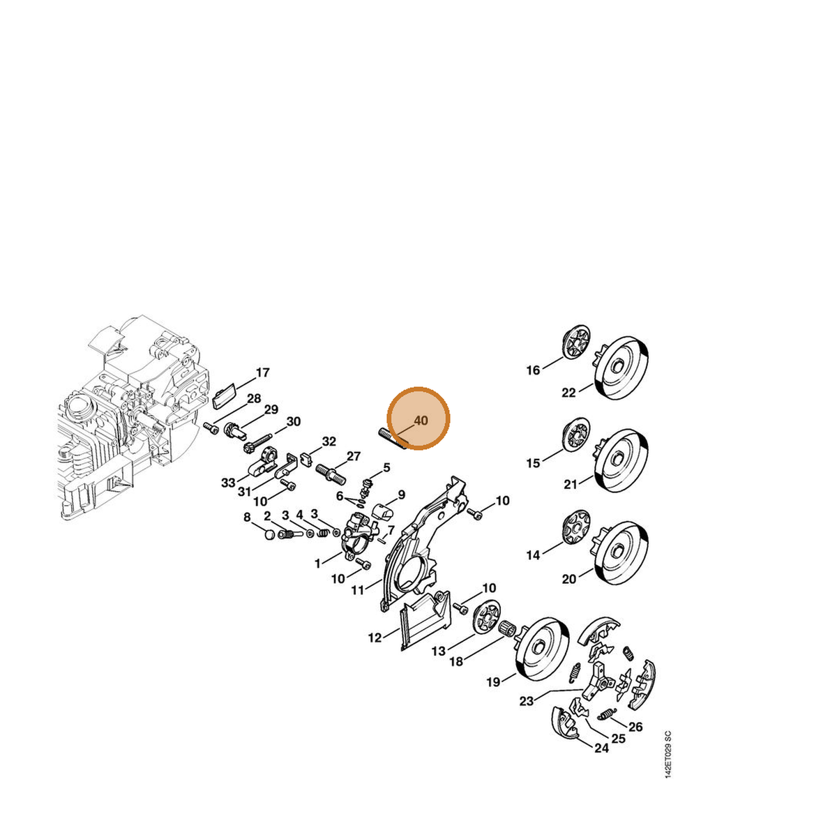 STIHL part 0000-953-1402 — IPL diagram snippet (6x zoom, amber highlight)