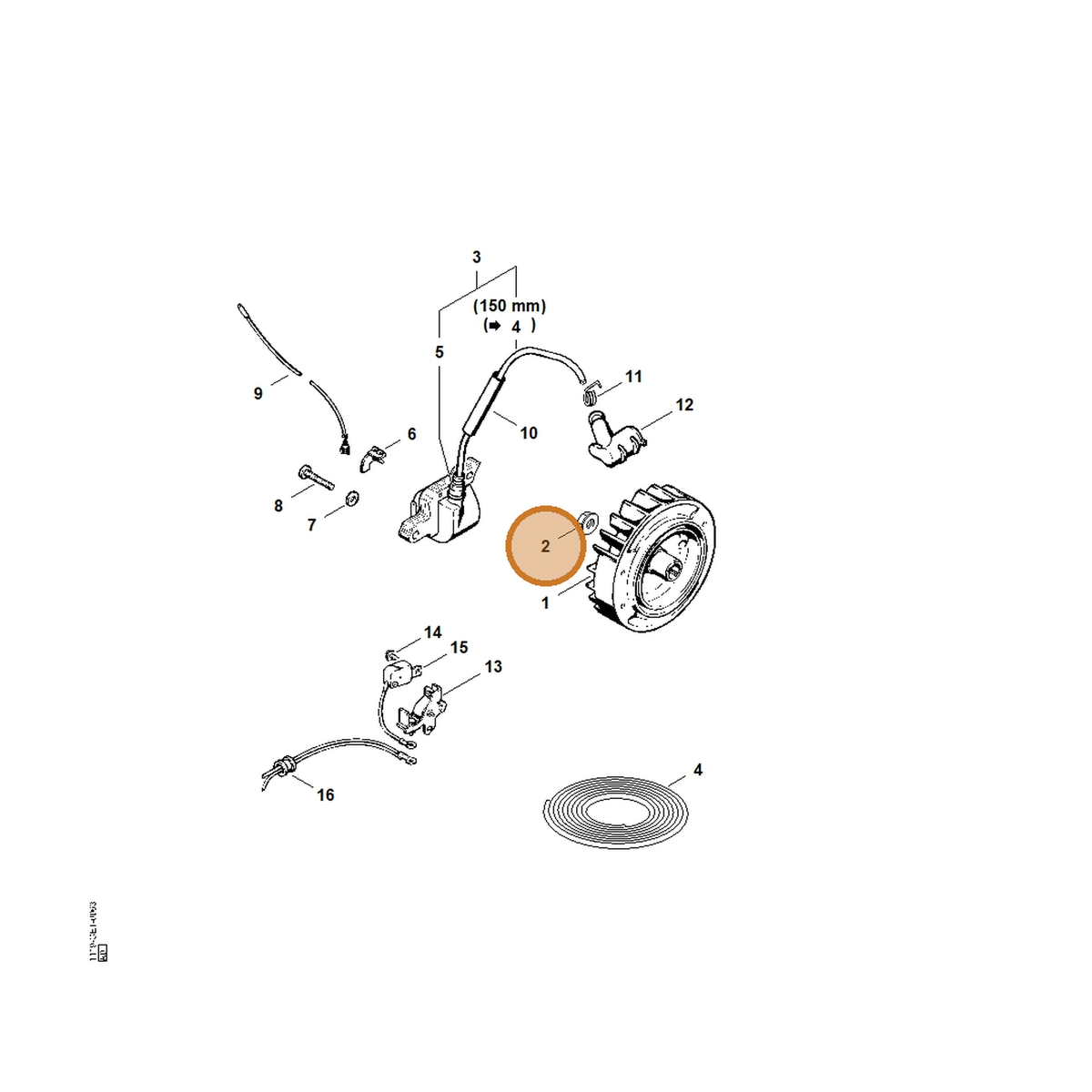 STIHL part 0000-955-0802 — IPL diagram snippet (6x zoom, amber highlight)