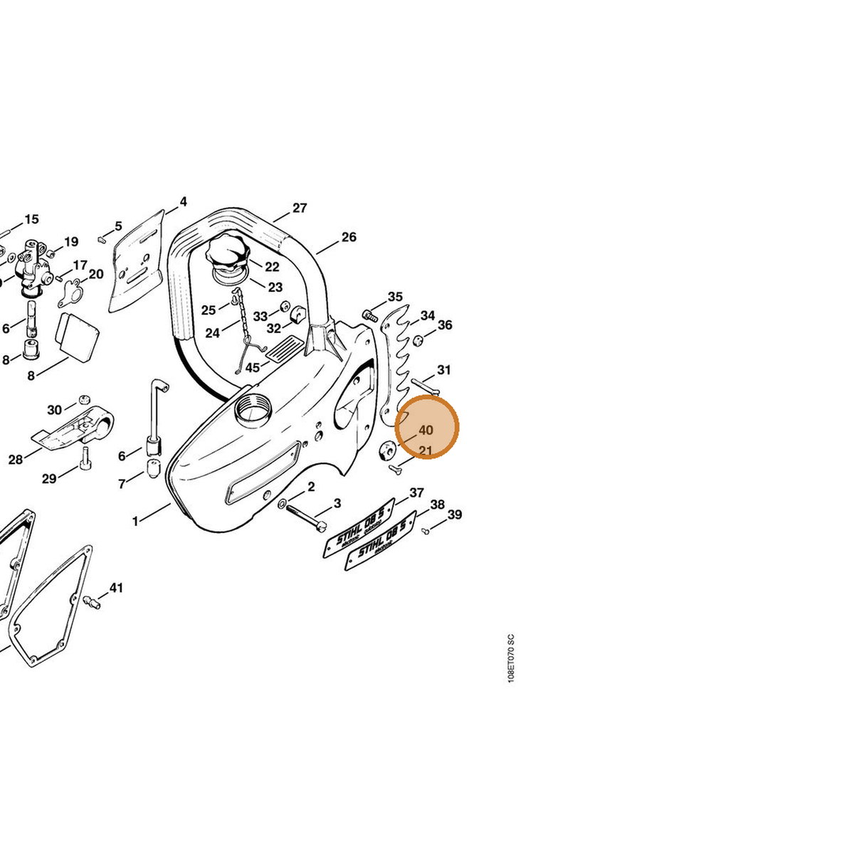 STIHL part 0000-955-0903 — IPL diagram snippet (6x zoom, amber highlight)