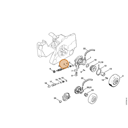 STIHL part 0000-958-0408 — IPL diagram snippet (6x zoom, amber highlight)