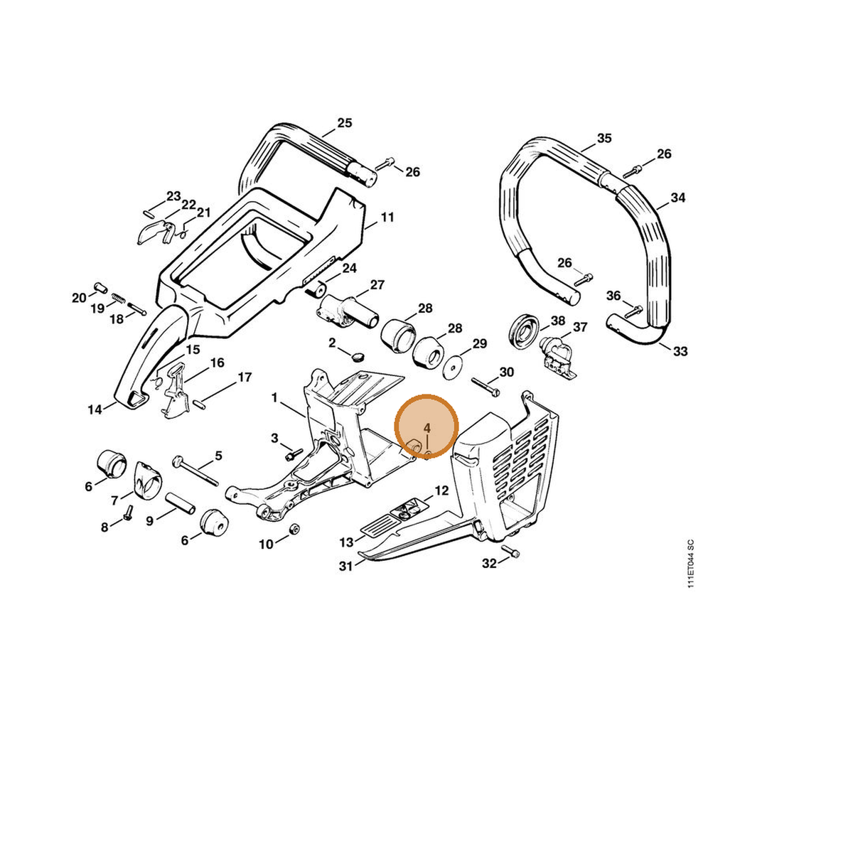 STIHL part 0000-958-0503 — IPL diagram snippet (6x zoom, amber highlight)
