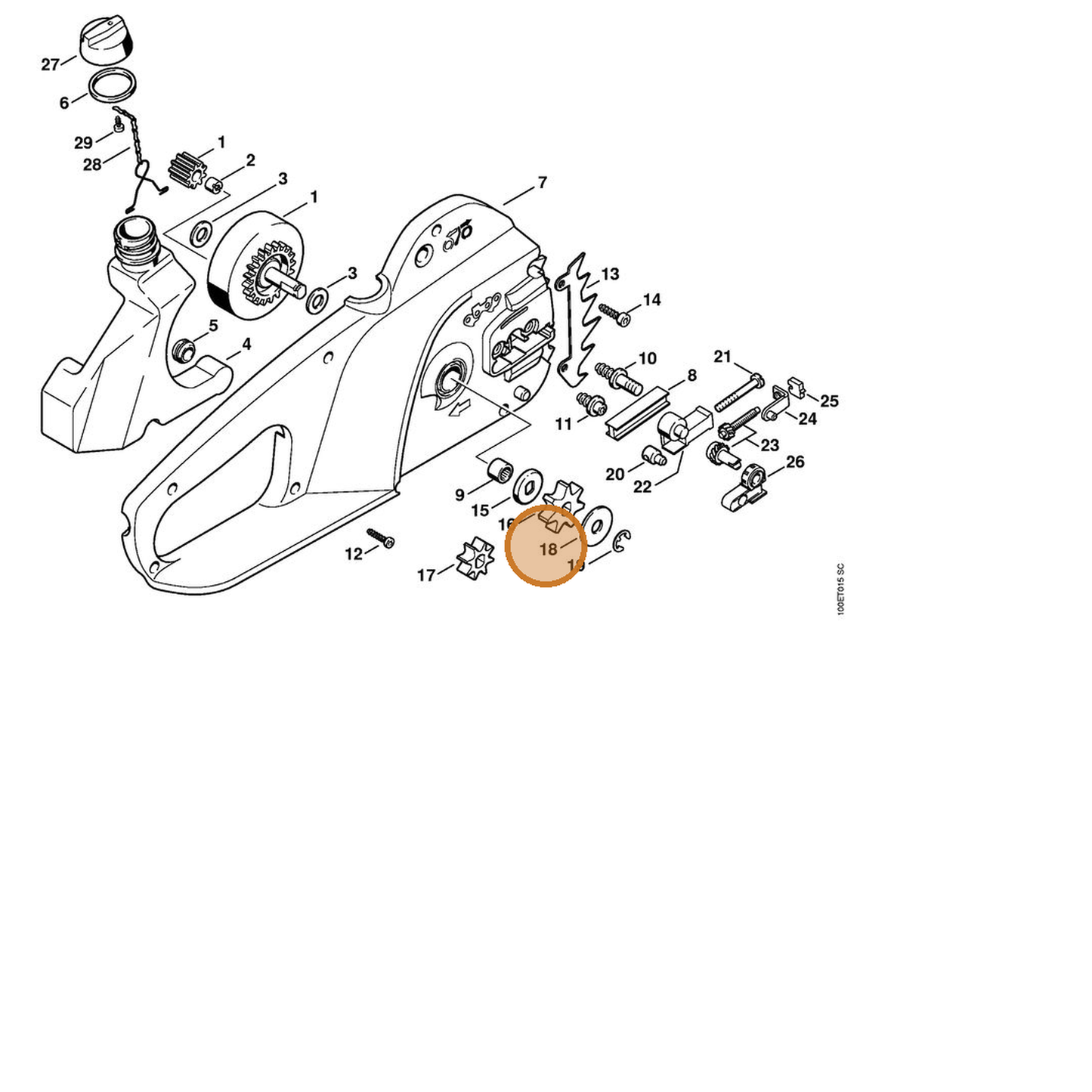 STIHL part 0000-958-0506 — IPL diagram snippet (6x zoom, amber highlight)