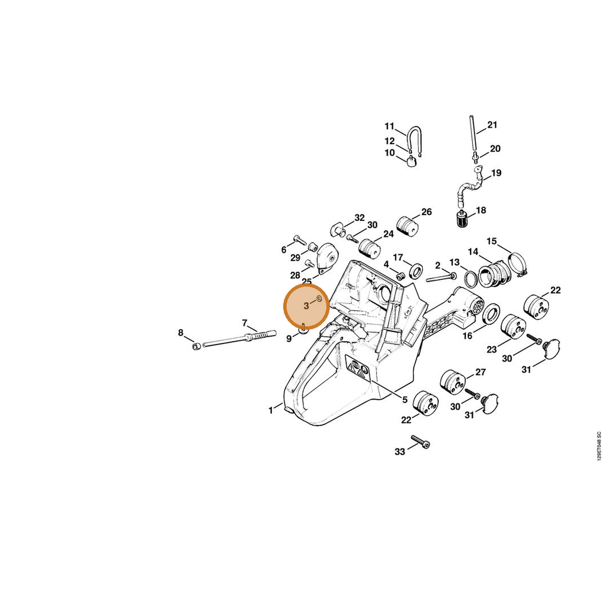 STIHL part 0000-958-0513 — IPL diagram snippet (6x zoom, amber highlight)