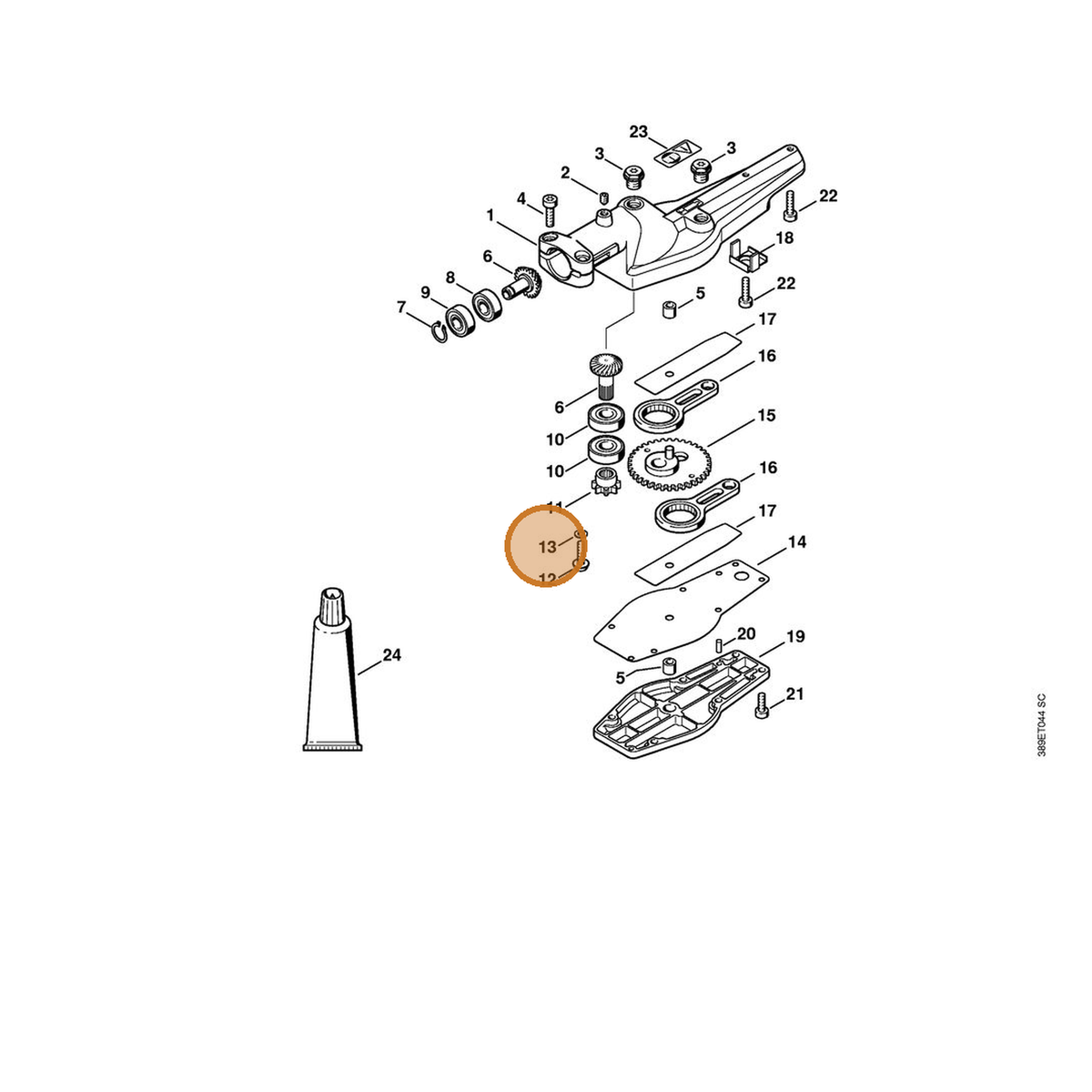STIHL part 0000-958-0520 — IPL diagram snippet (6x zoom, amber highlight)