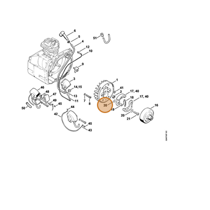 STIHL part 0000-958-0609 — IPL diagram snippet (6x zoom, amber highlight)