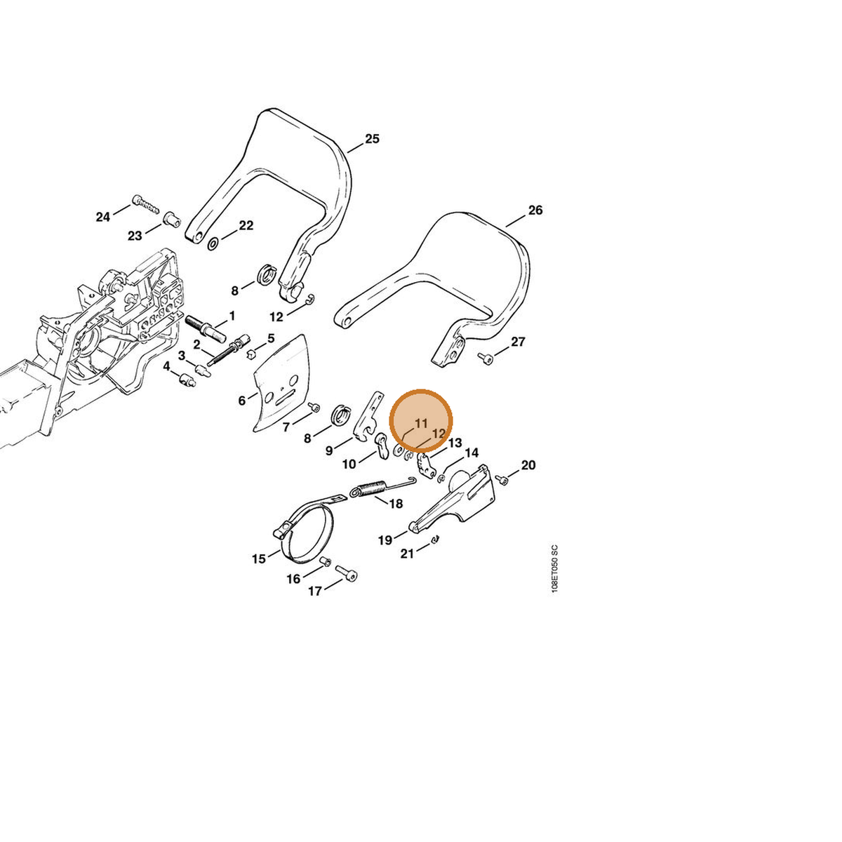 STIHL part 0000-958-0702 — IPL diagram snippet (6x zoom, amber highlight)