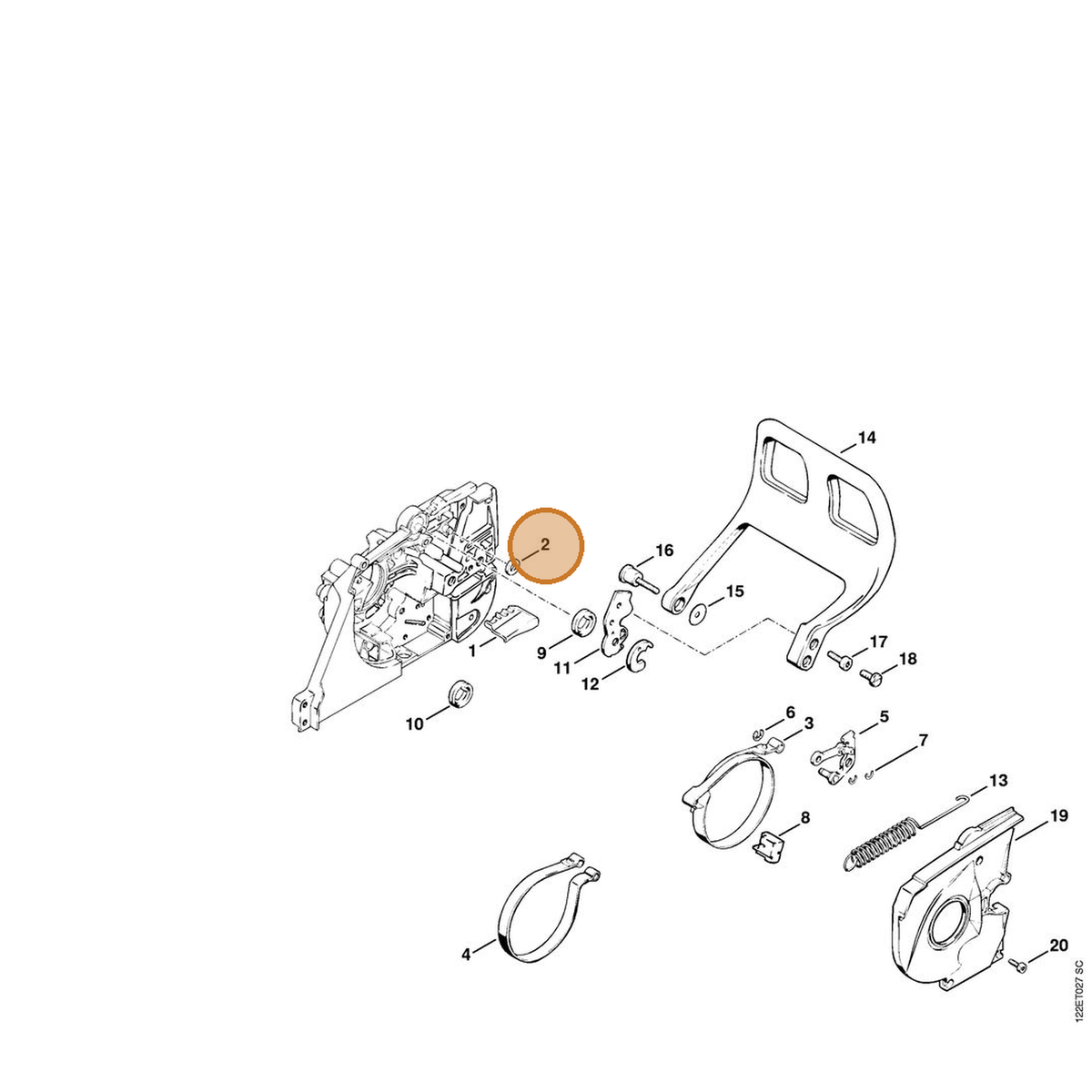 STIHL part 0000-958-0704 — IPL diagram snippet (6x zoom, amber highlight)