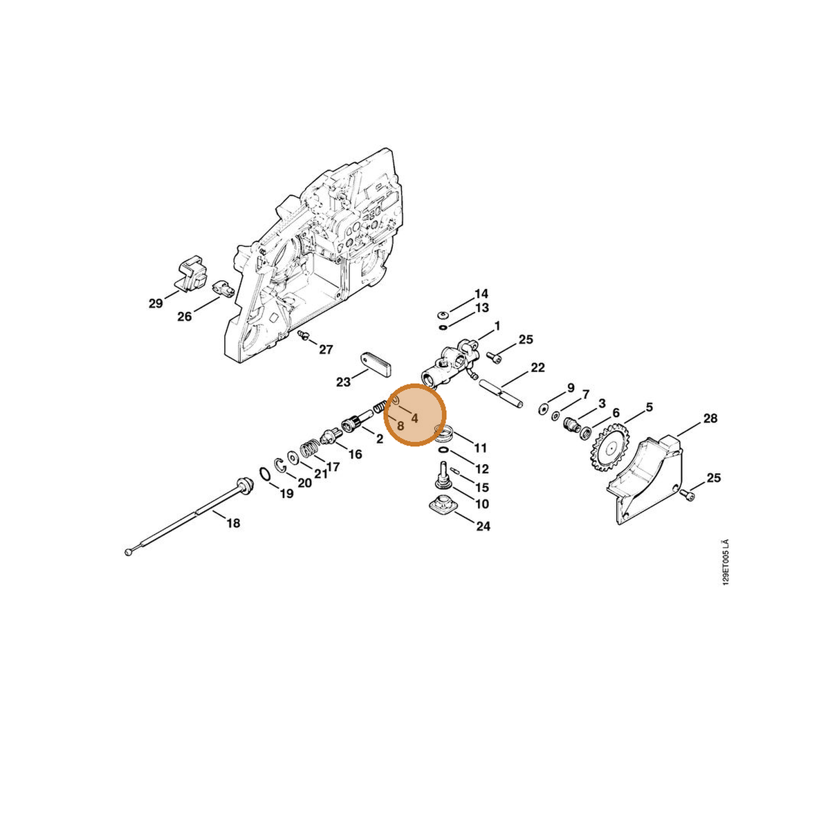 STIHL part 0000-958-0706 — IPL diagram snippet (6x zoom, amber highlight)