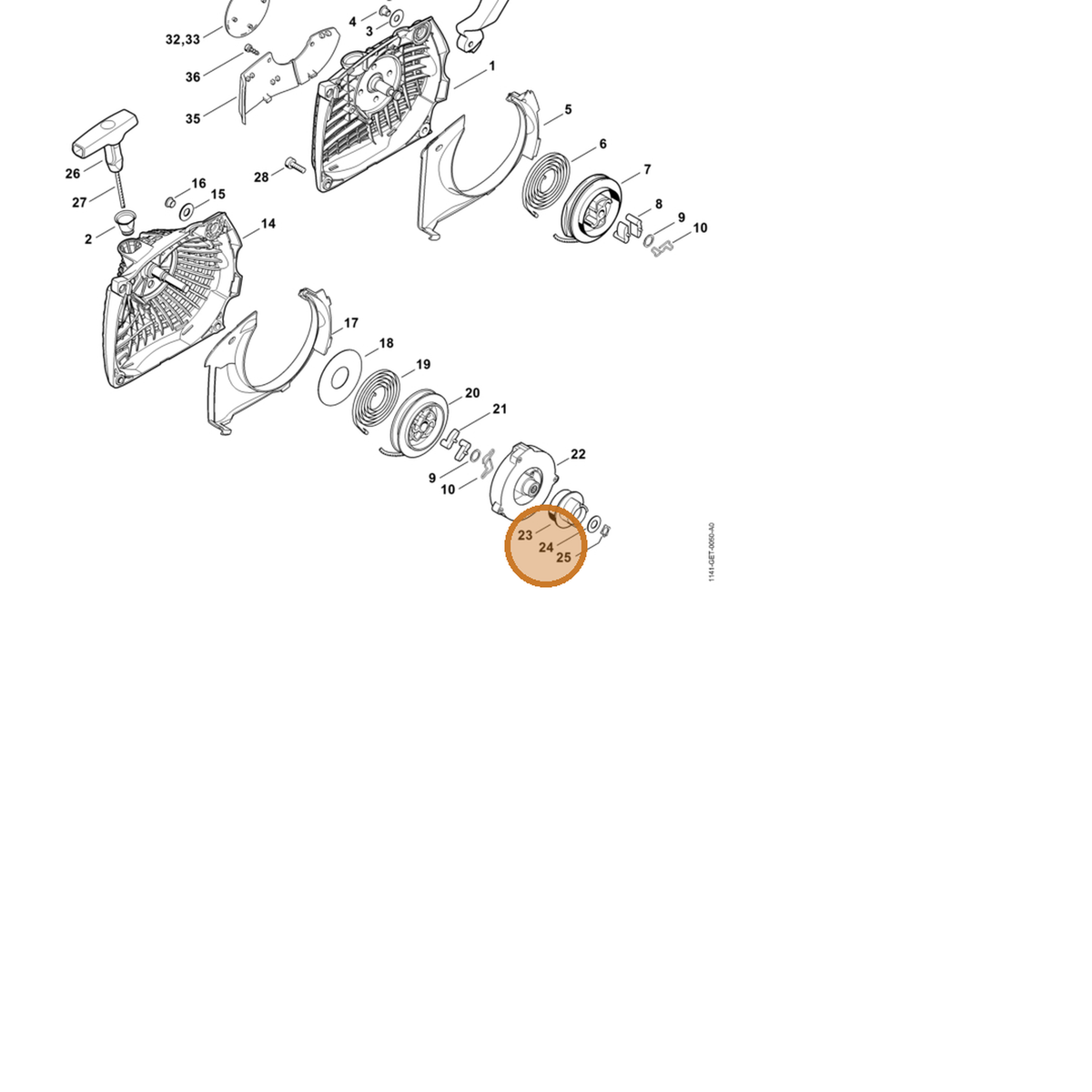 STIHL part 0000-958-0810 — IPL diagram snippet (6x zoom, amber highlight)
