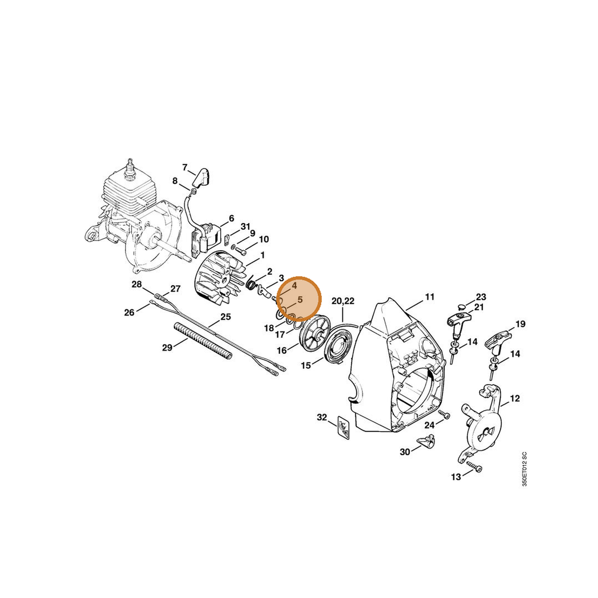 STIHL part 0000-958-0924 — IPL diagram snippet (6x zoom, amber highlight)