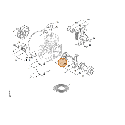 STIHL part 0000-958-1000 — IPL diagram snippet (6x zoom, amber highlight)